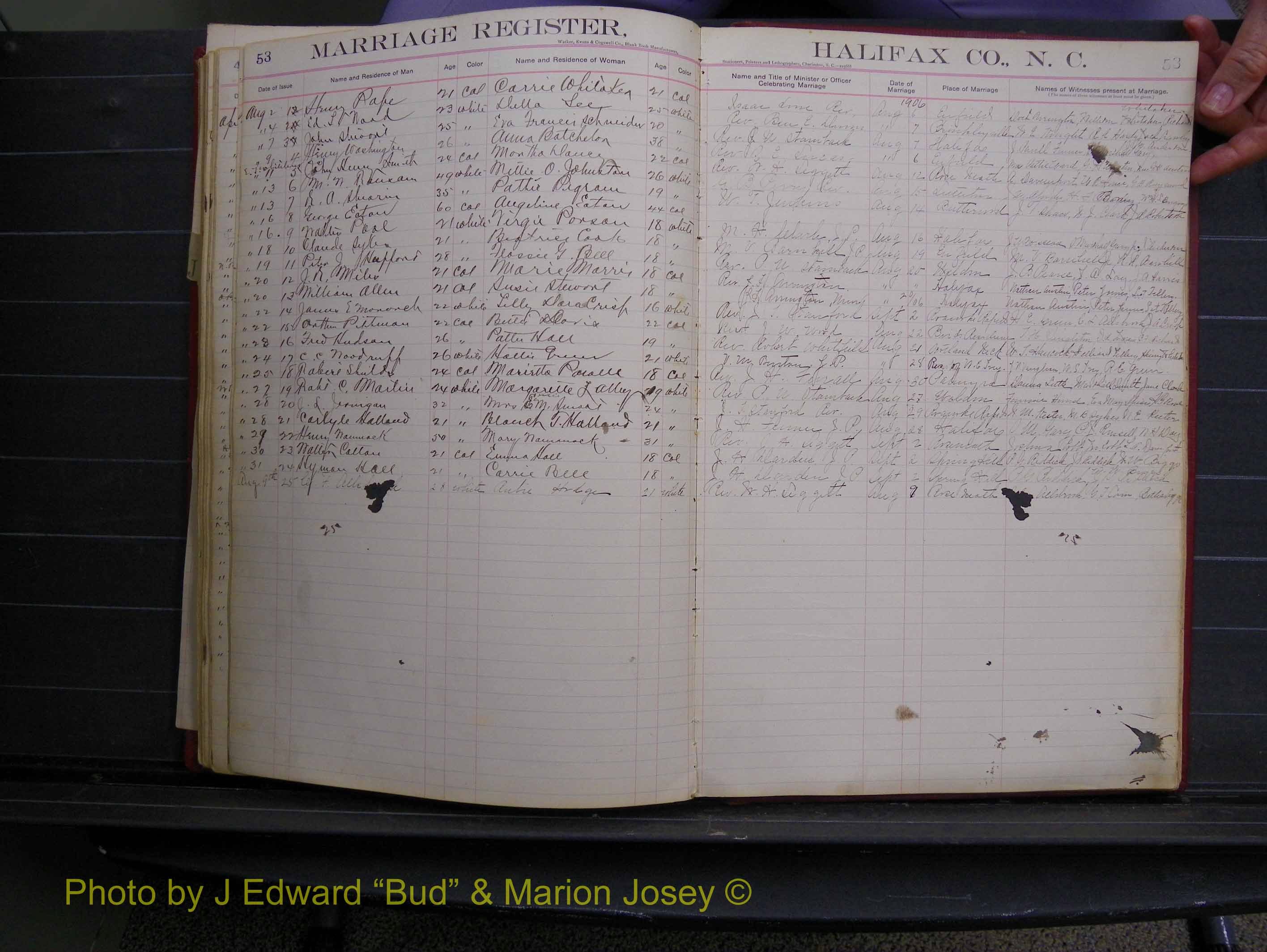 Halifax Marriage Book 6A, 1903-1909 P 53.JPG