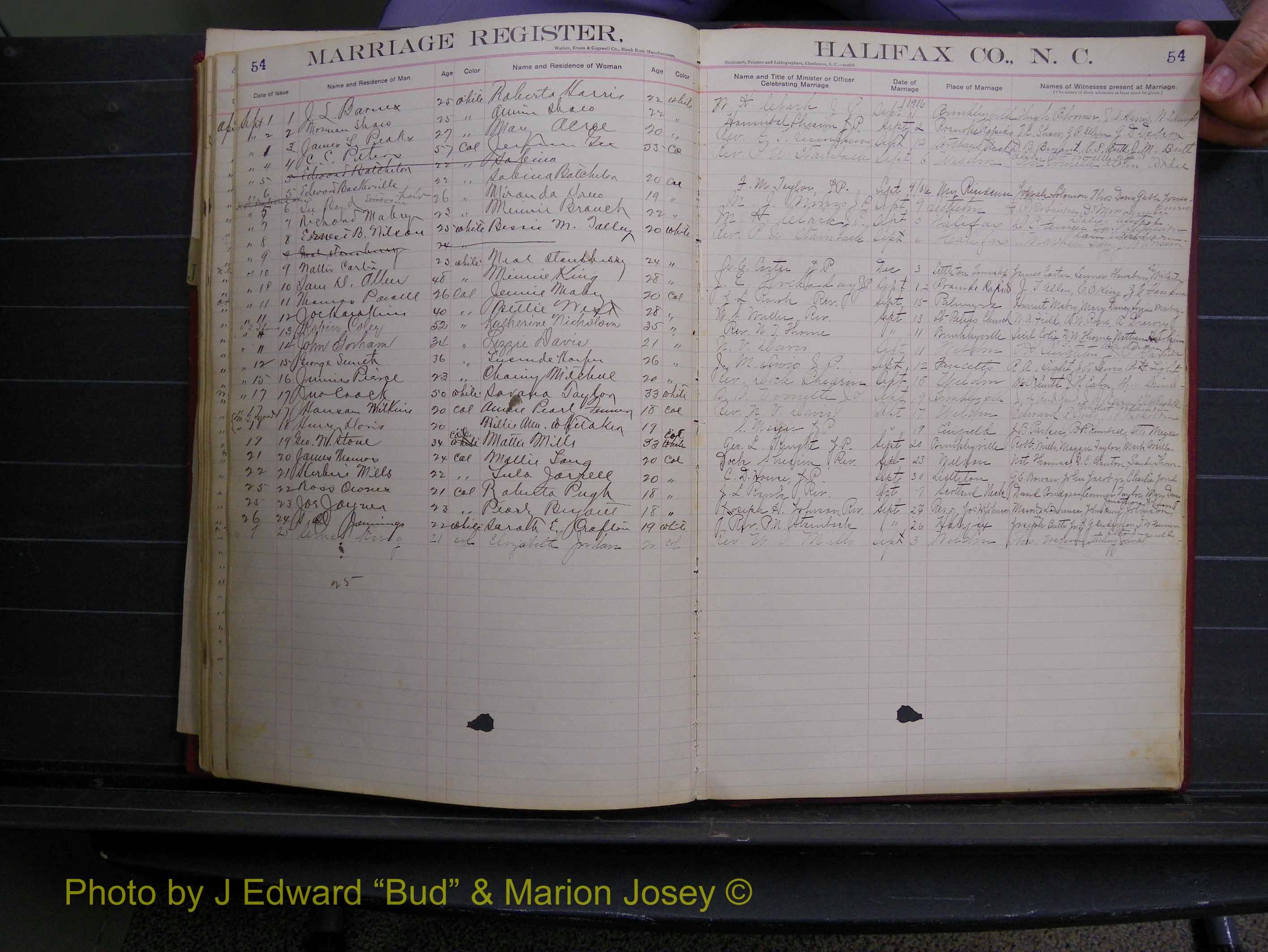 Halifax Marriage Book 6A, 1903-1909 P 54.JPG