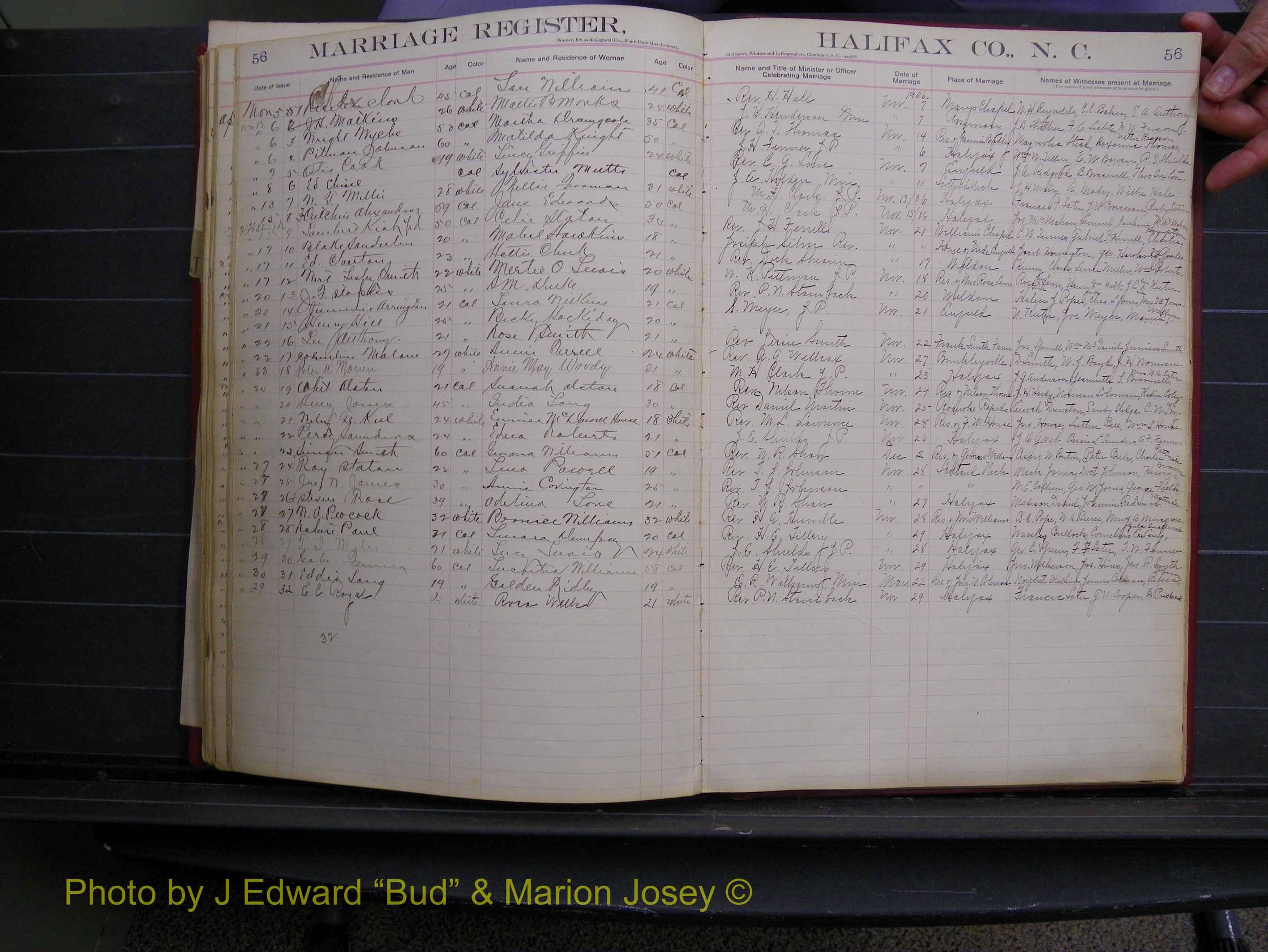 Halifax Marriage Book 6A, 1903-1909 P 56.JPG