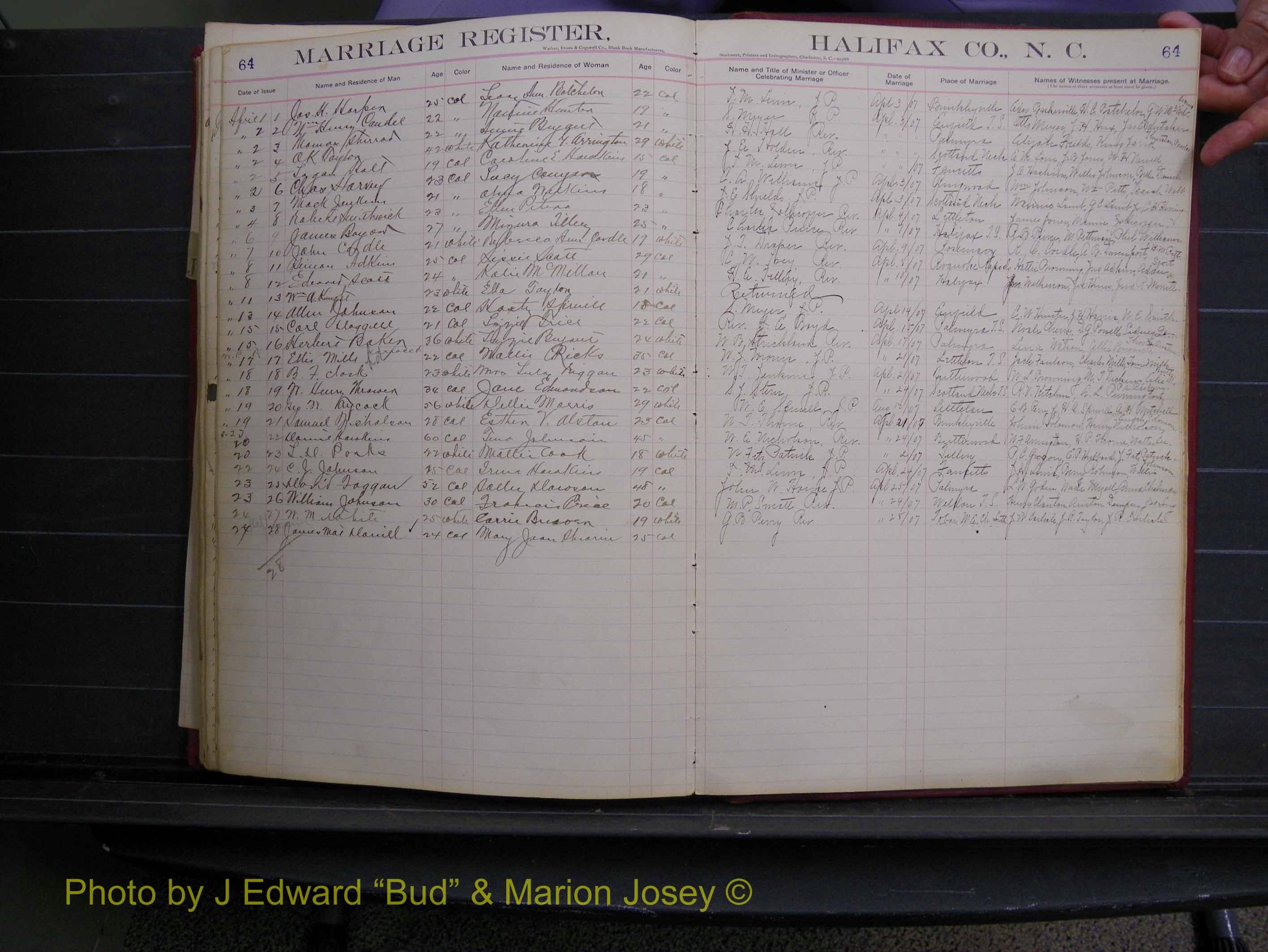 Halifax Marriage Book 6A, 1903-1909 P 64.JPG