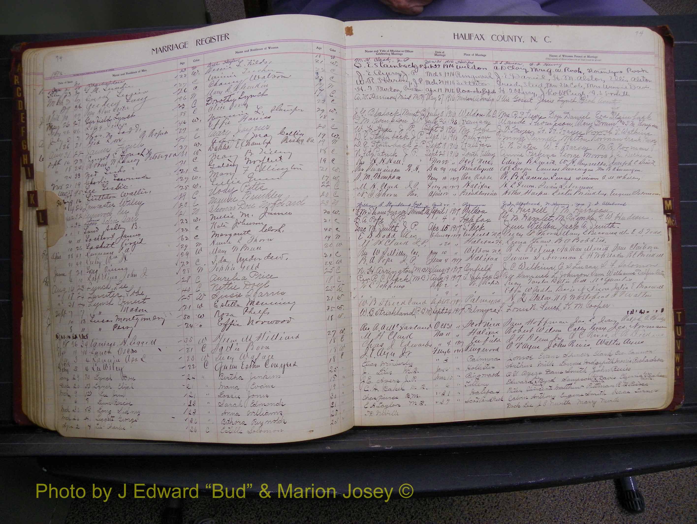 Halifax Marriage Book 8, 1916-1917 Index L1.JPG