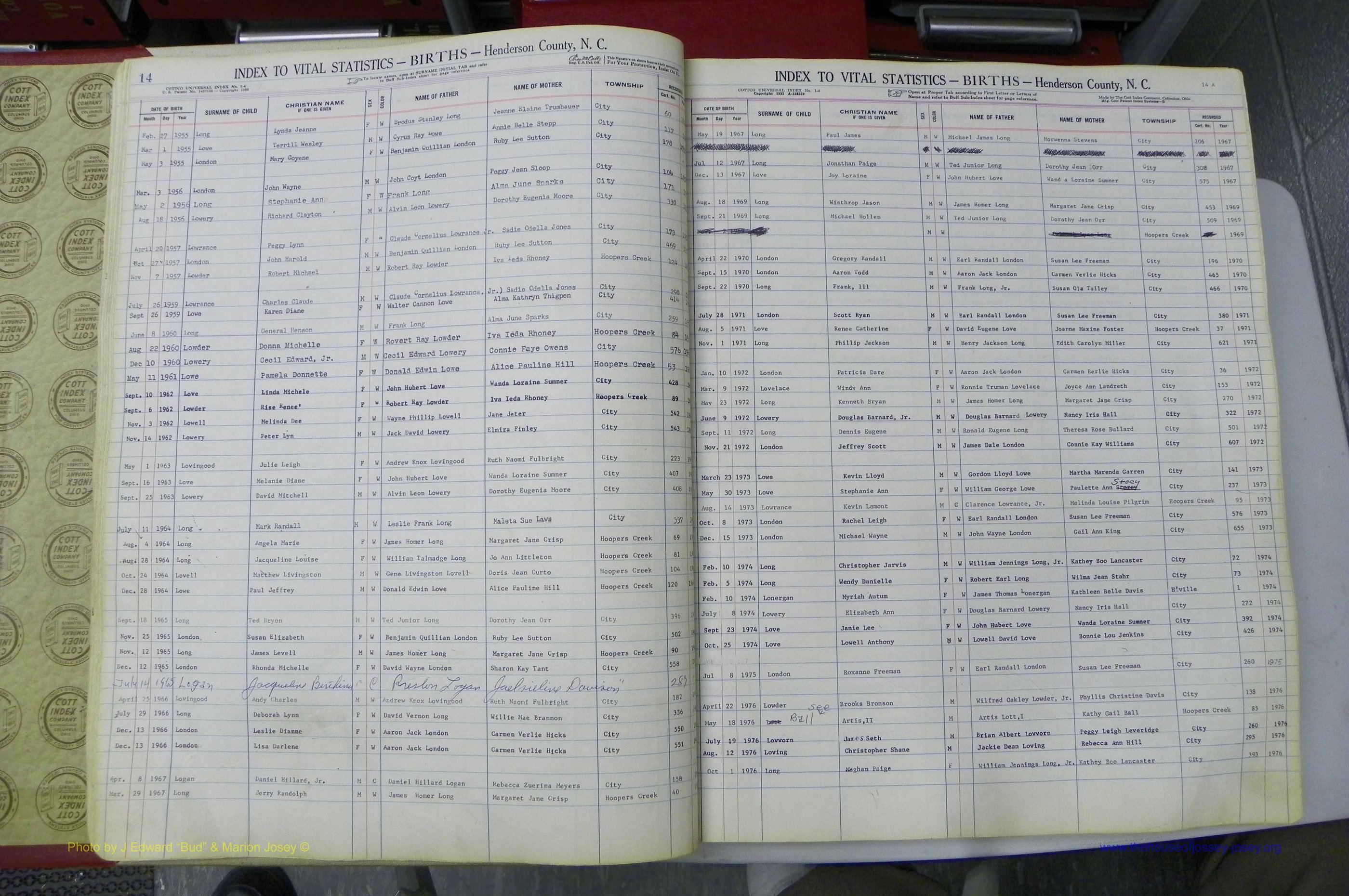 Henderson Co, NC, Births L - Z, 1943 - 1981, (025).JPG