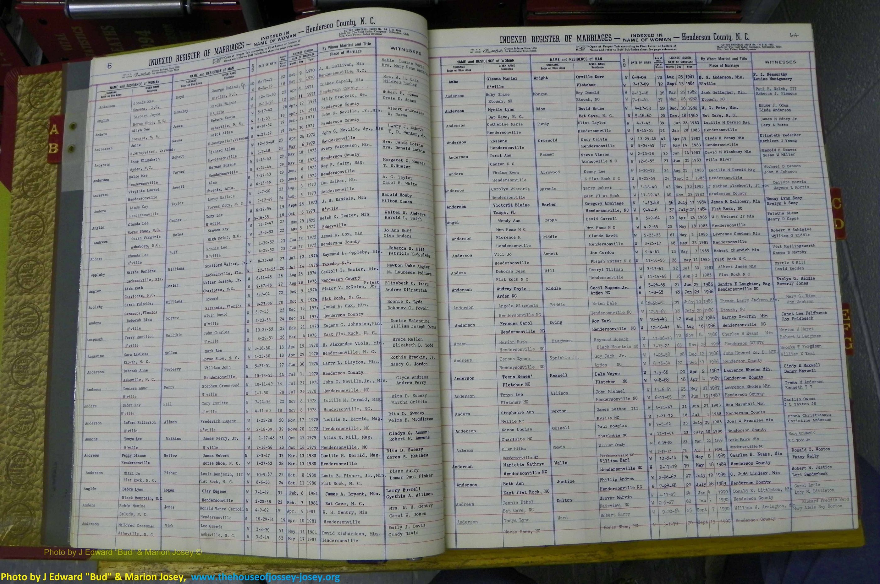 Henderson Co, NC, Marriages Female, A - K, 1964 to 1991, (008).JPG