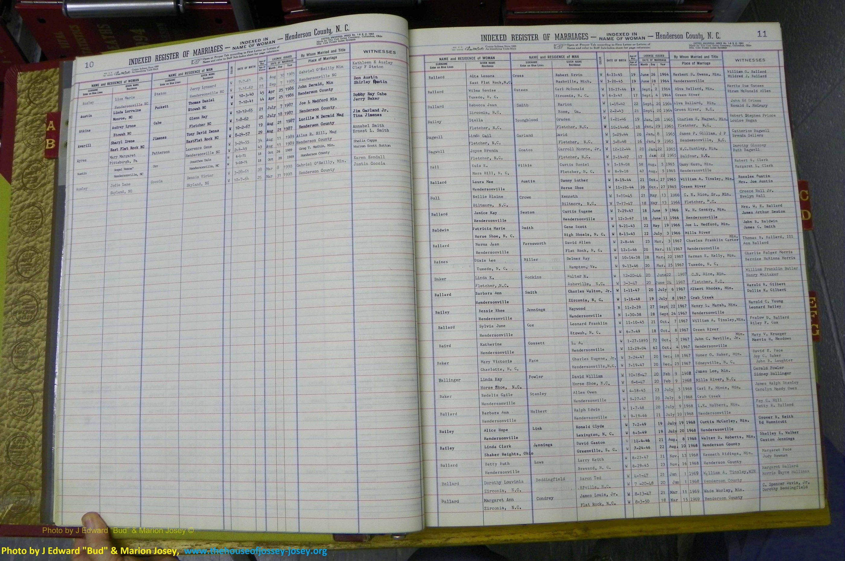 Henderson Co, NC, Marriages Female, A - K, 1964 to 1991, (011).JPG