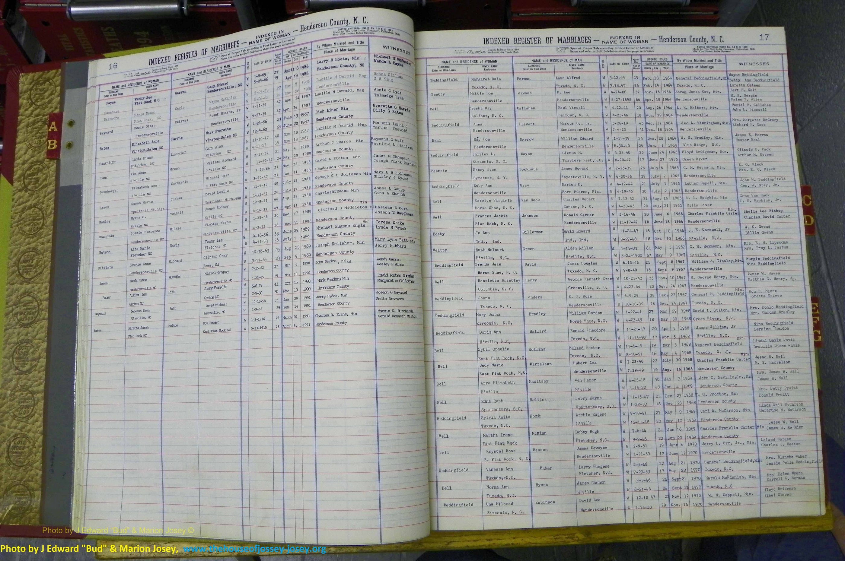 Henderson Co, NC, Marriages Female, A - K, 1964 to 1991, (018).JPG