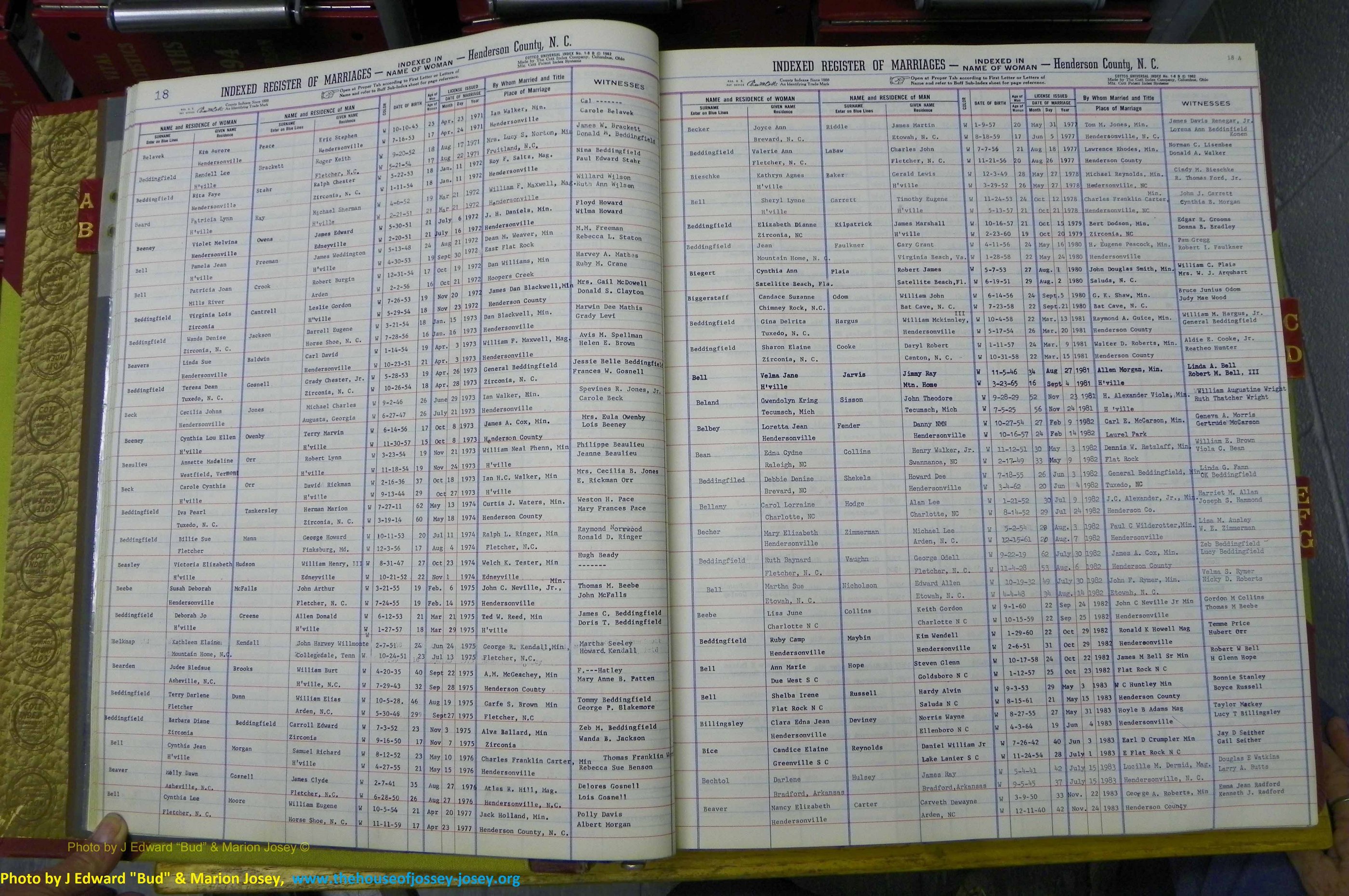 Henderson Co, NC, Marriages Female, A - K, 1964 to 1991, (019).JPG