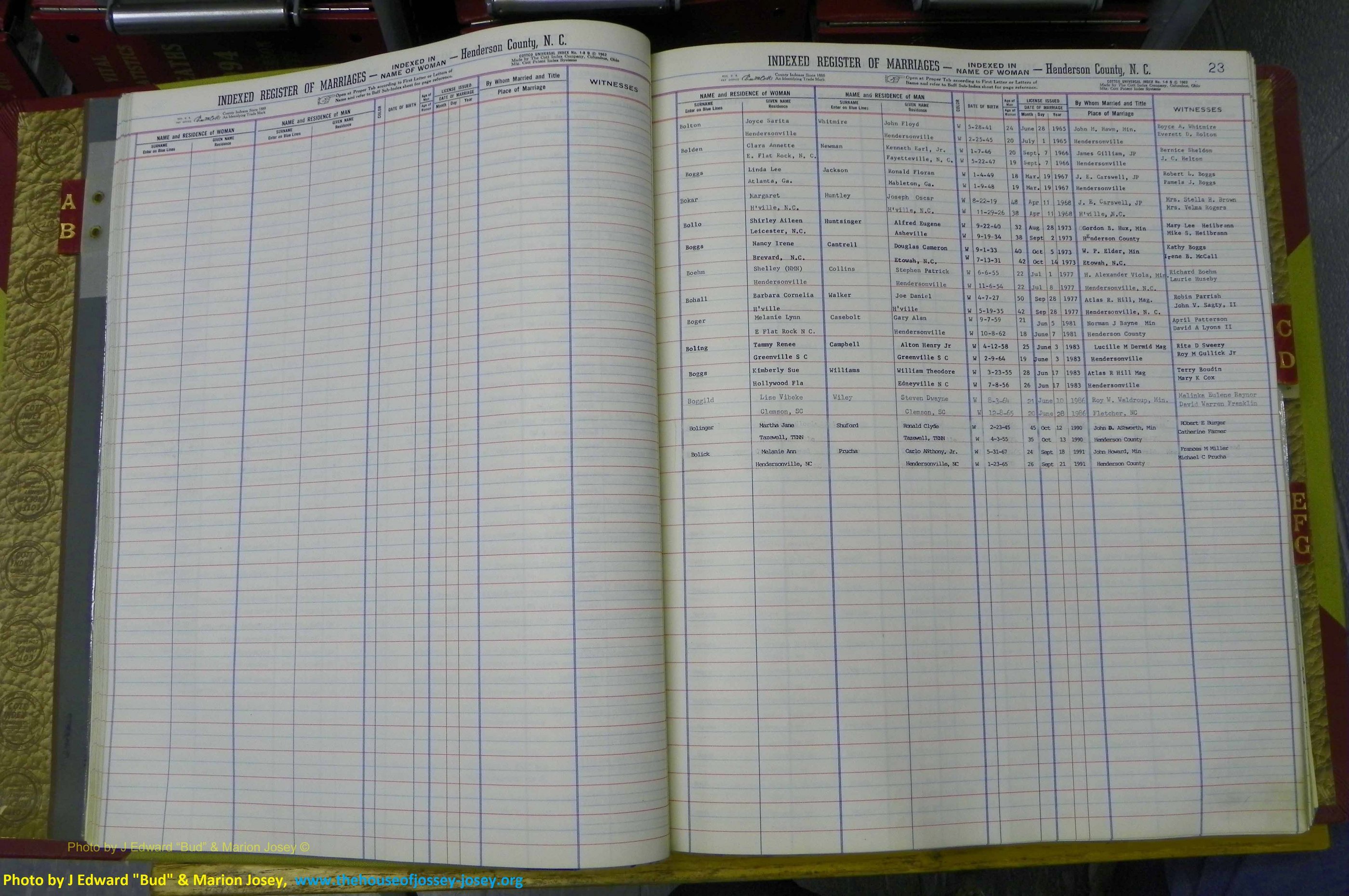 Henderson Co, NC, Marriages Female, A - K, 1964 to 1991, (025).JPG