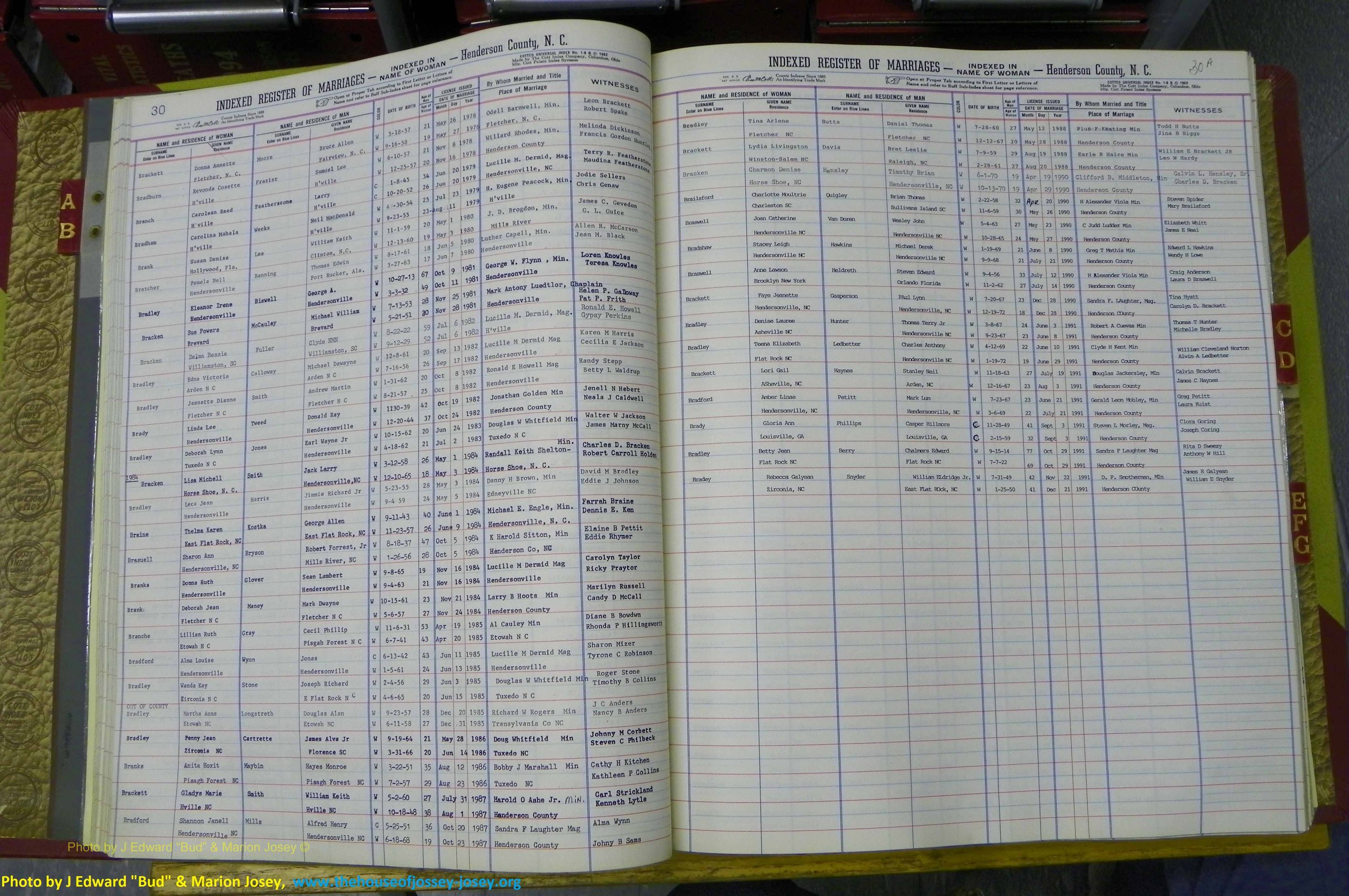 Henderson Co, NC, Marriages Female, A - K, 1964 to 1991, (029).JPG