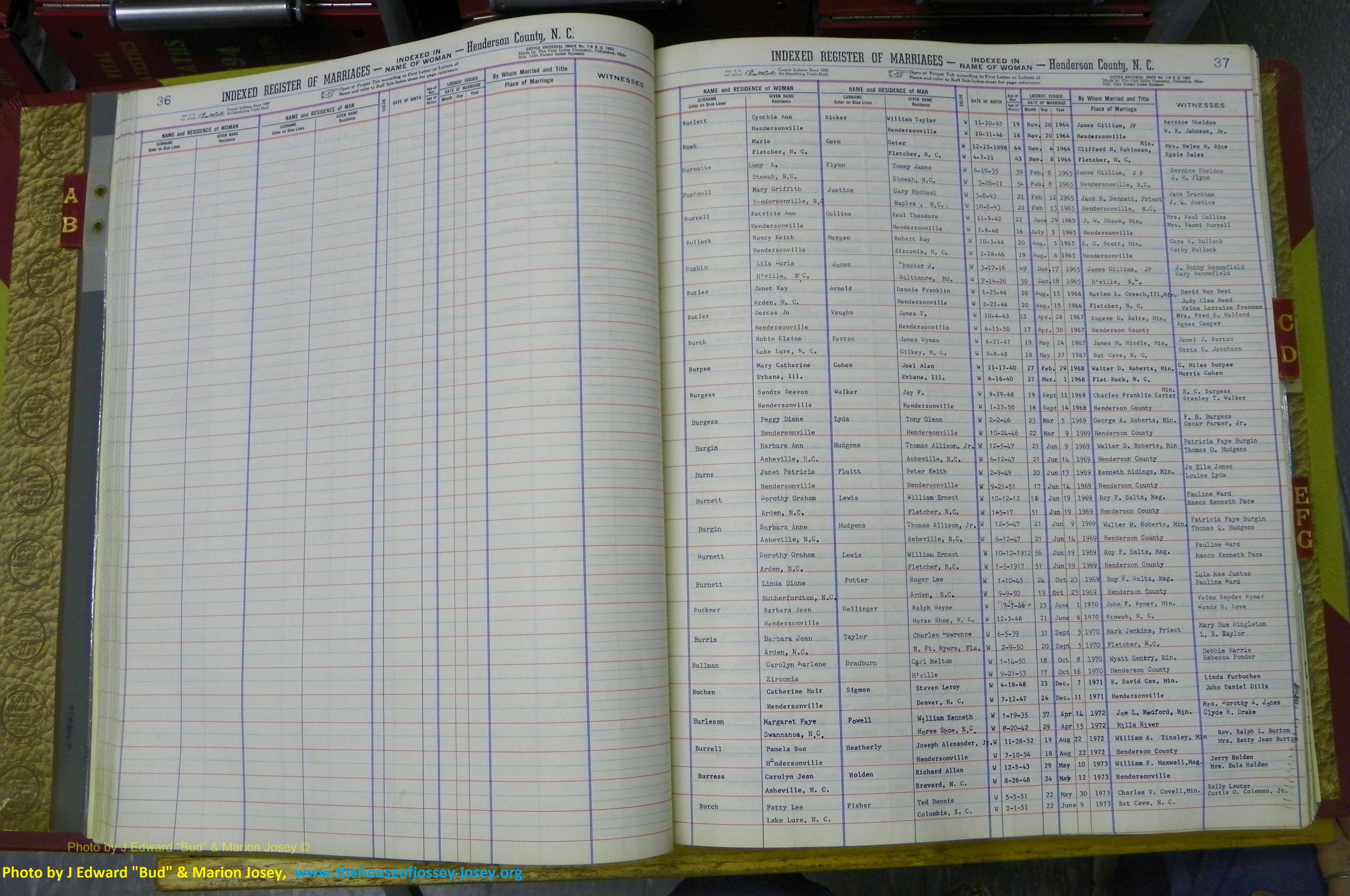 Henderson Co, NC, Marriages Female, A - K, 1964 to 1991, (036).JPG