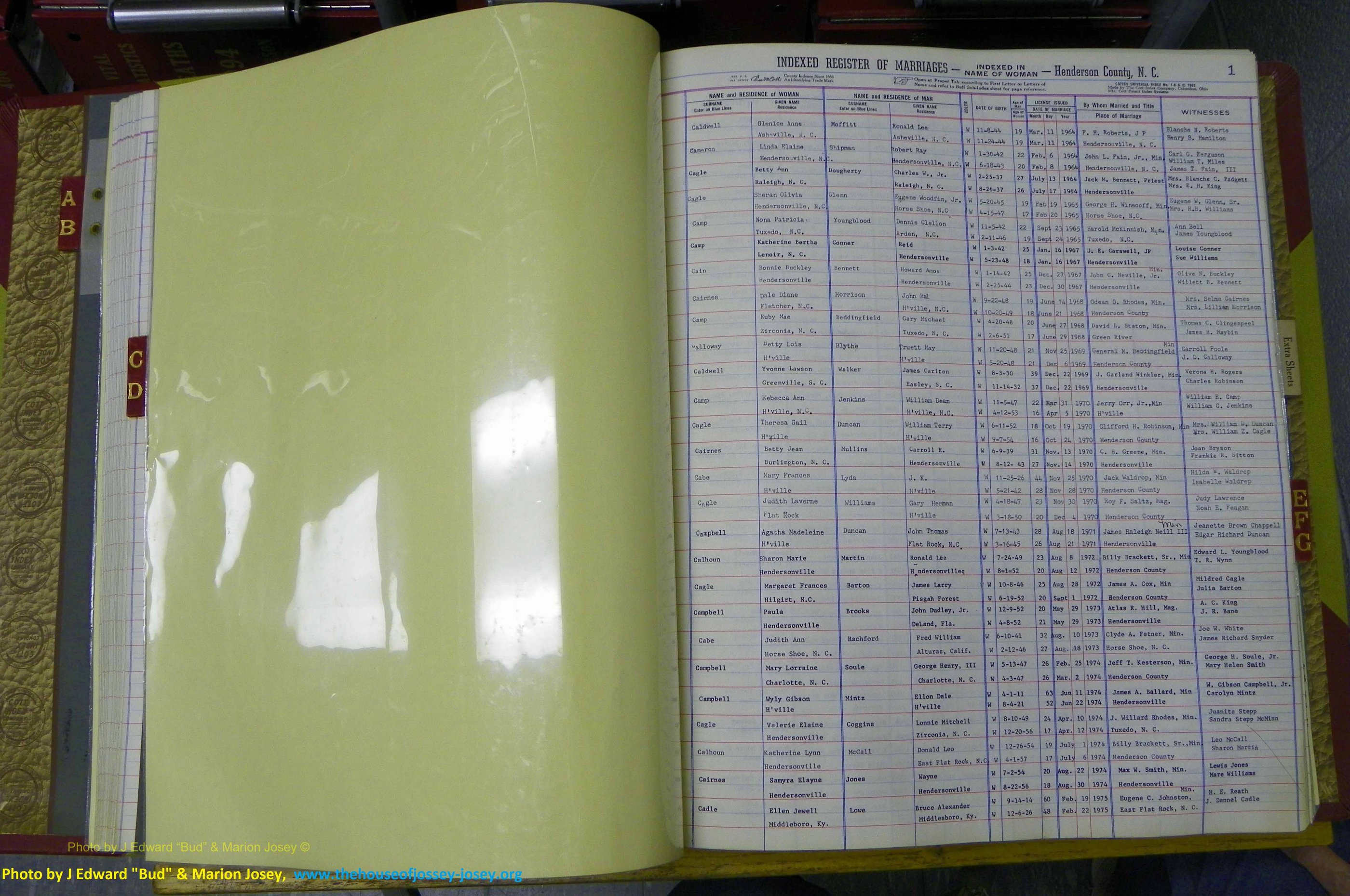 Henderson Co, NC, Marriages Female, A - K, 1964 to 1991, (040).JPG