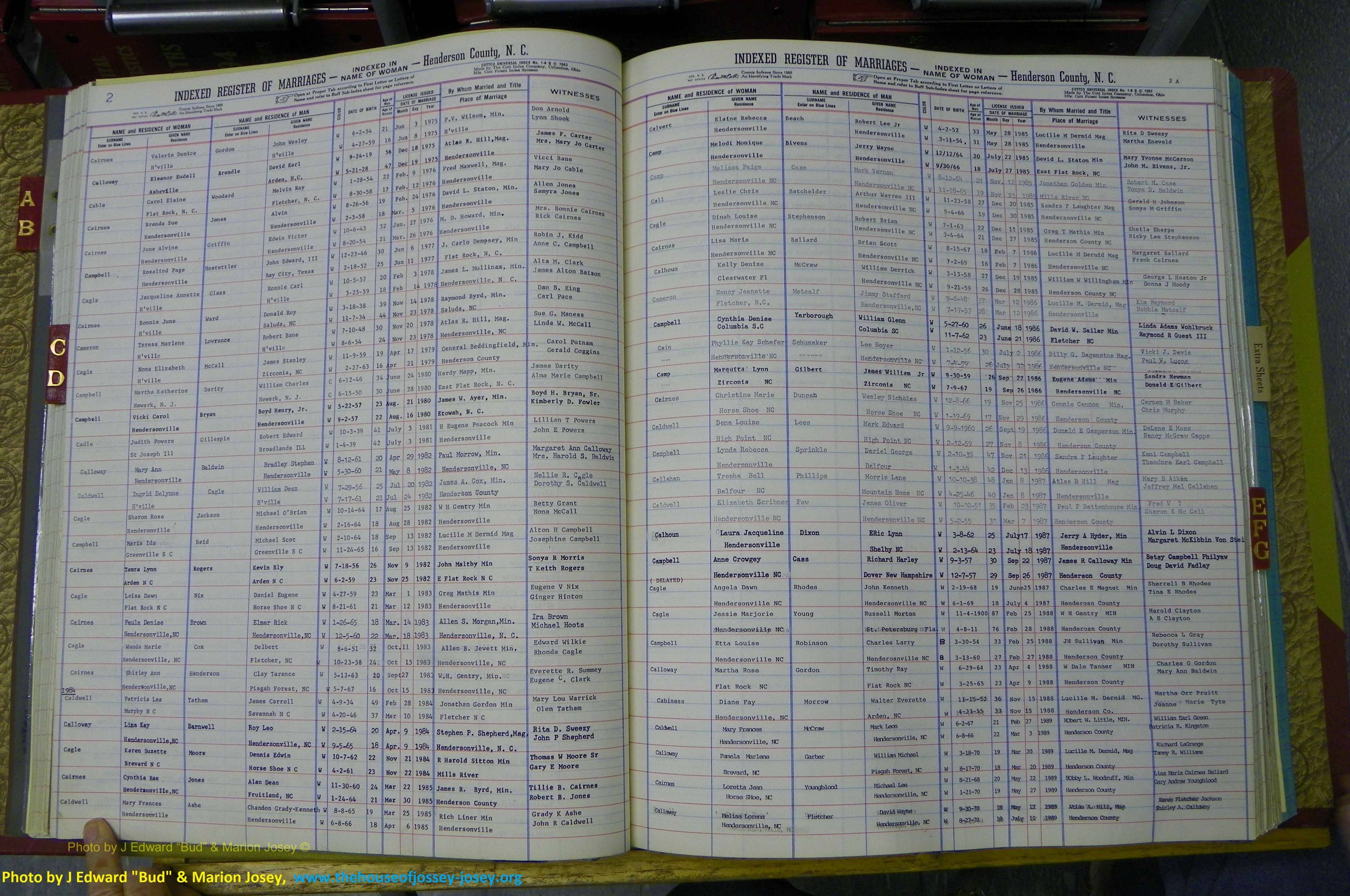 Henderson Co, NC, Marriages Female, A - K, 1964 to 1991, (041).JPG