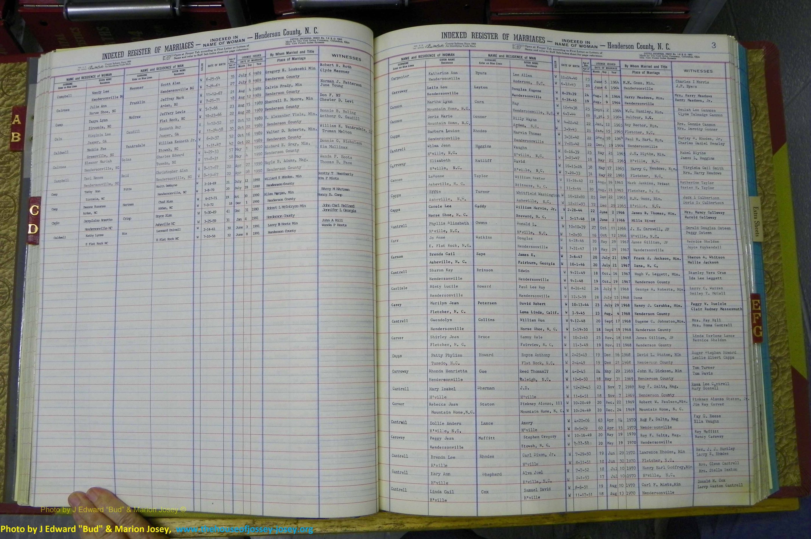 Henderson Co, NC, Marriages Female, A - K, 1964 to 1991, (042).JPG