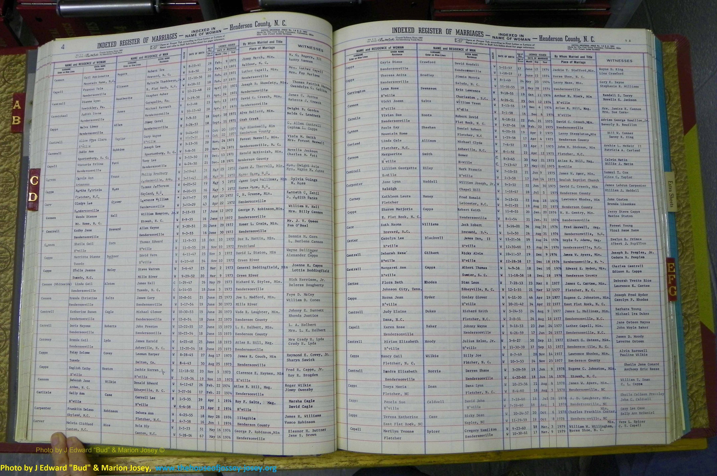 Henderson Co, NC, Marriages Female, A - K, 1964 to 1991, (043).JPG