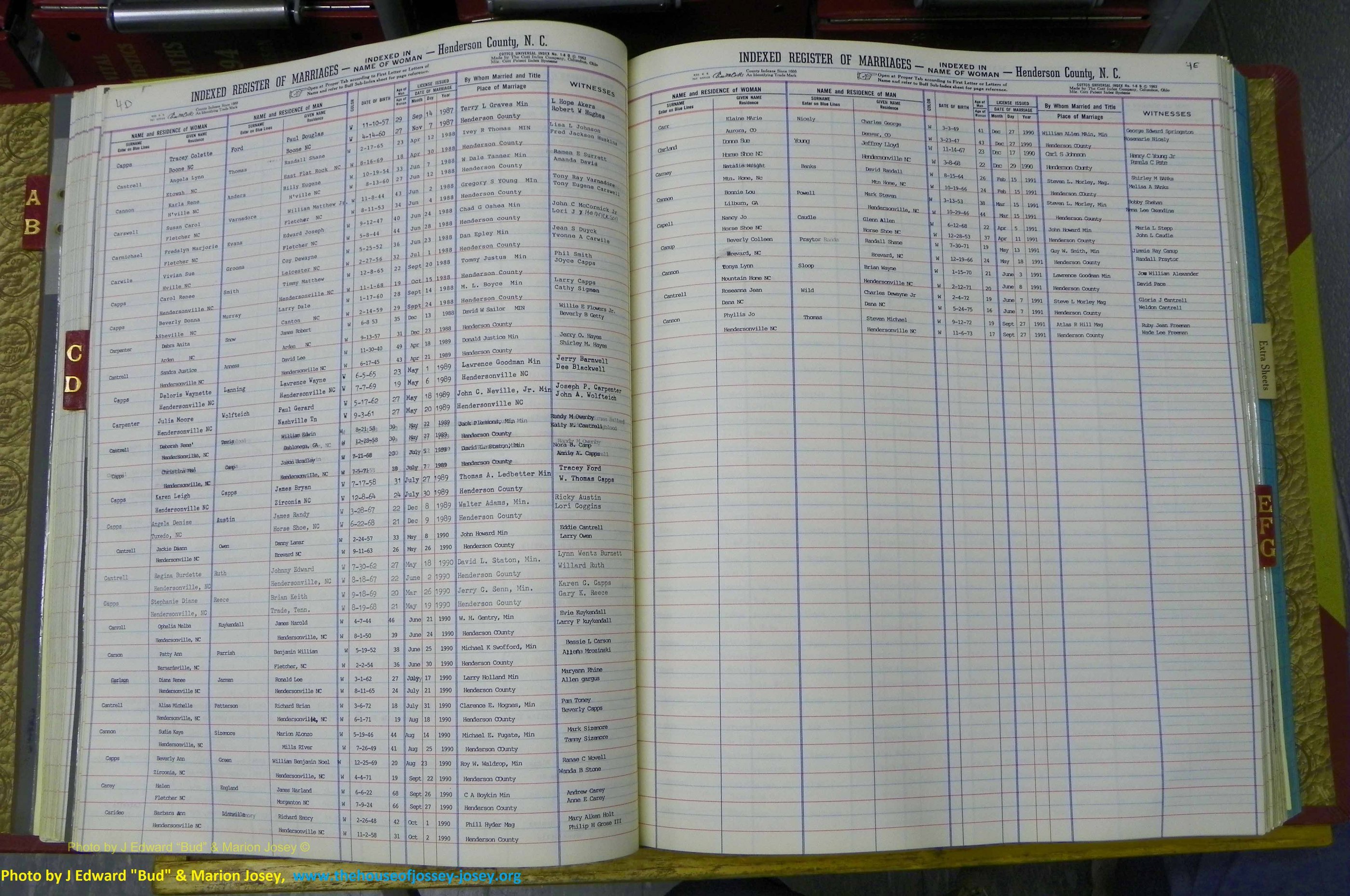 Henderson Co, NC, Marriages Female, A - K, 1964 to 1991, (045).JPG