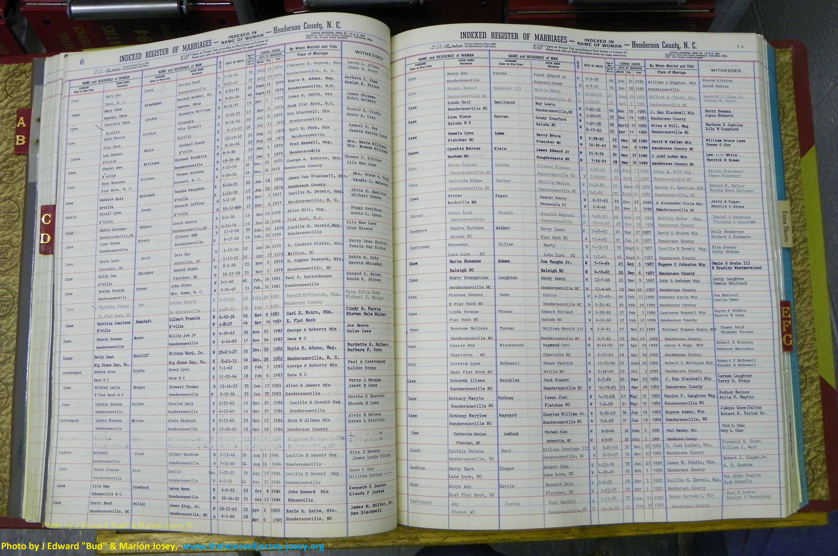 Henderson Co, NC, Marriages Female, A - K, 1964 to 1991, (047).JPG