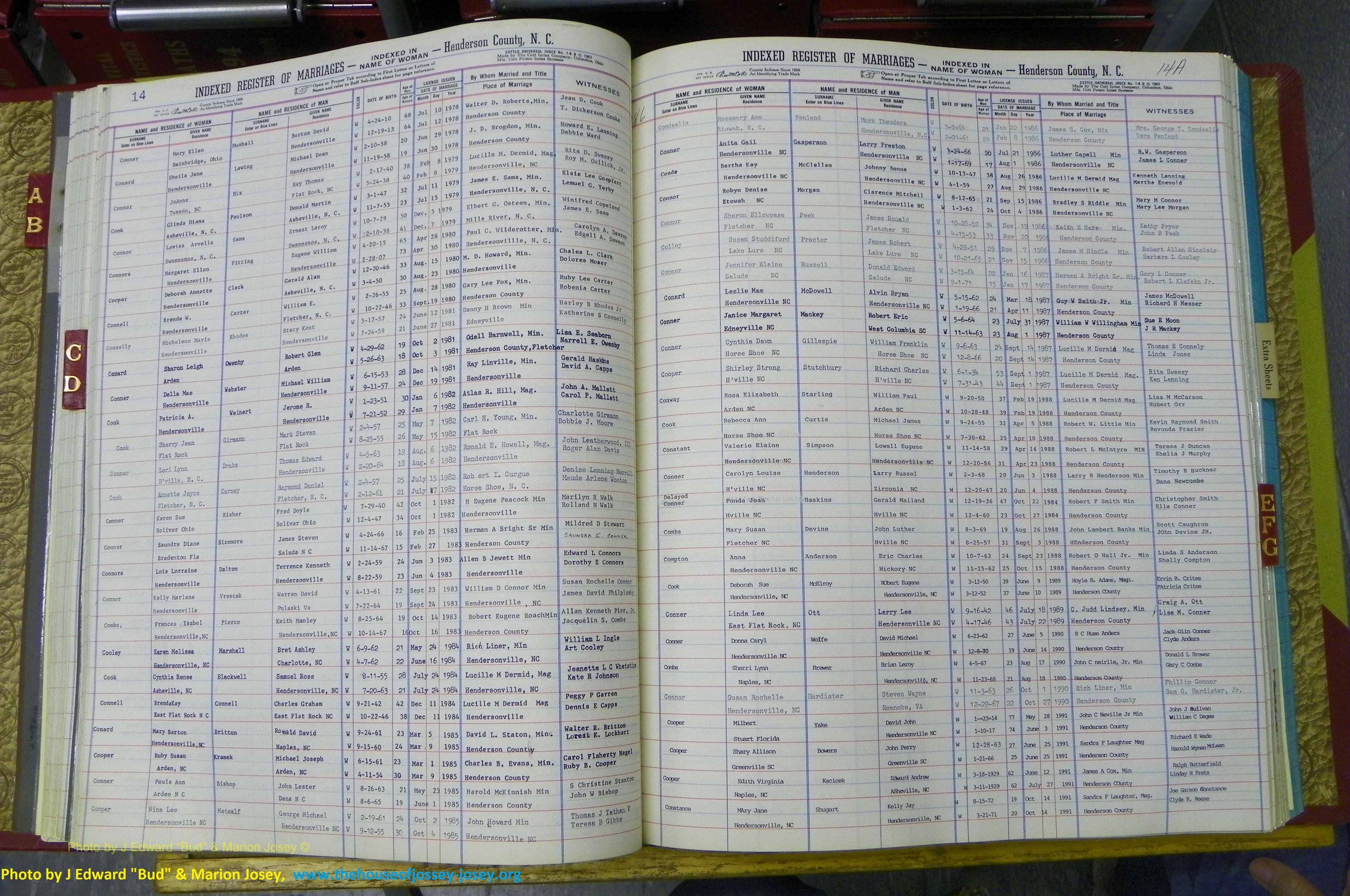 Henderson Co, NC, Marriages Female, A - K, 1964 to 1991, (055).JPG