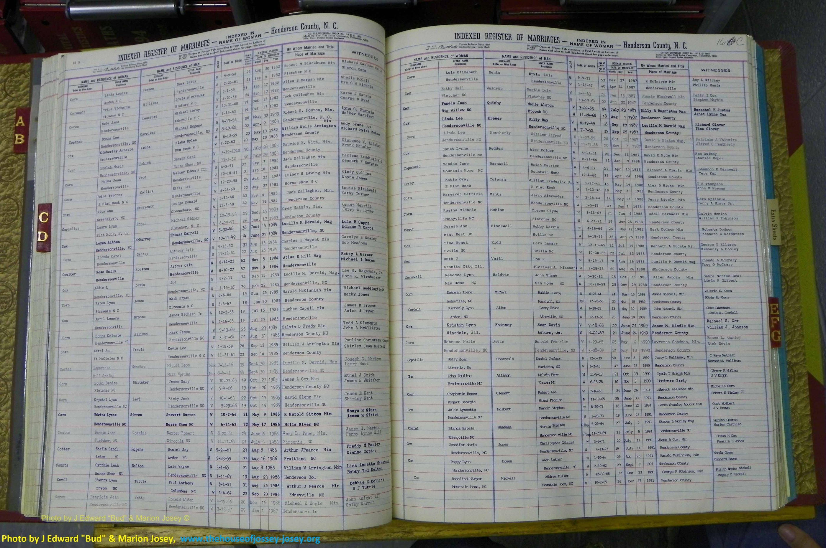 Henderson Co, NC, Marriages Female, A - K, 1964 to 1991, (058).JPG