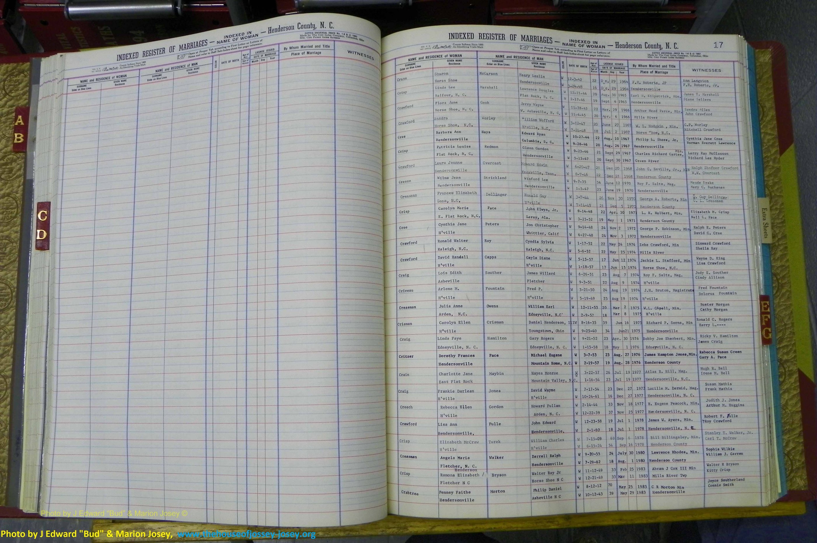 Henderson Co, NC, Marriages Female, A - K, 1964 to 1991, (059).JPG