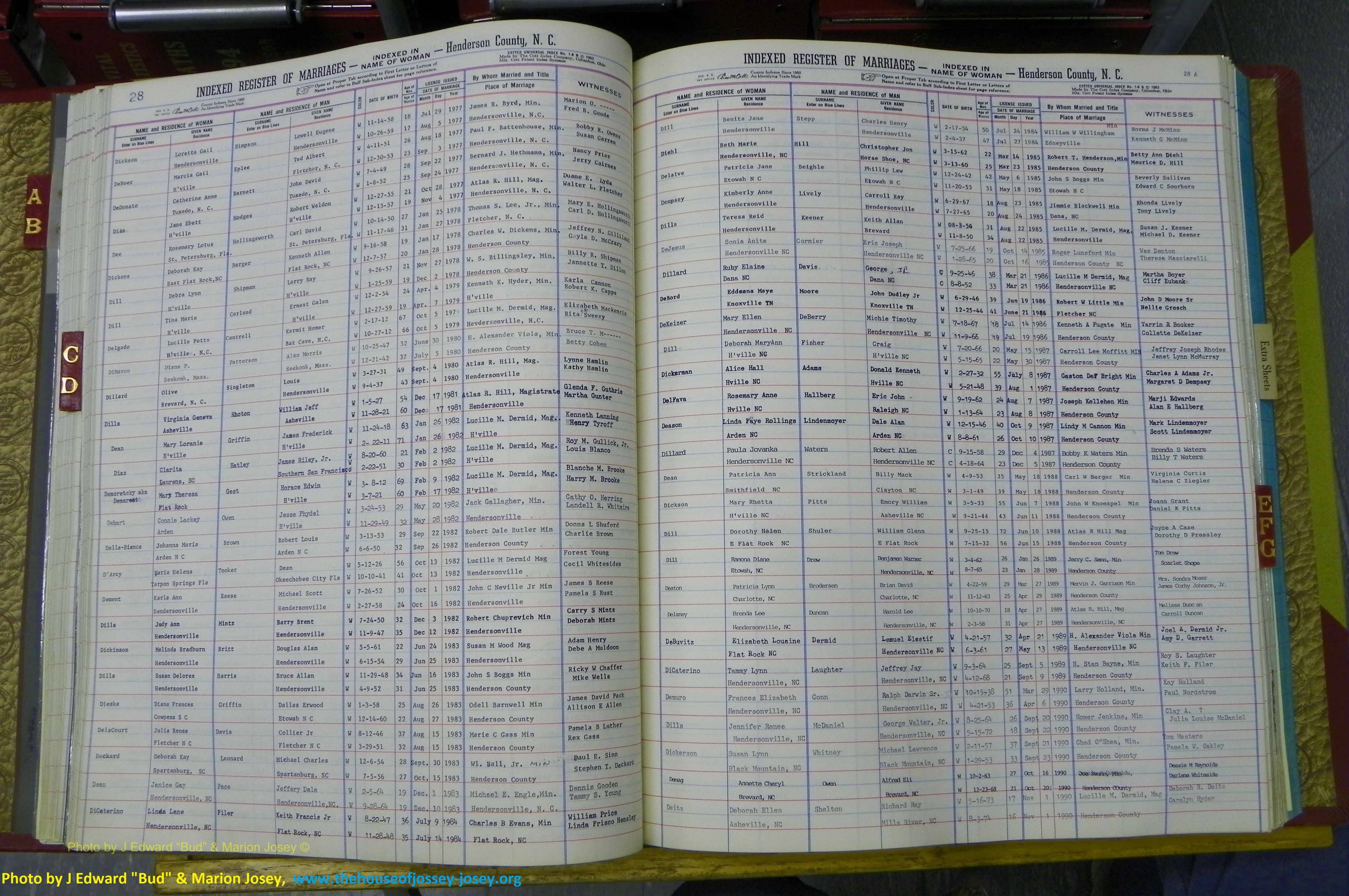 Henderson Co, NC, Marriages Female, A - K, 1964 to 1991, (067).JPG