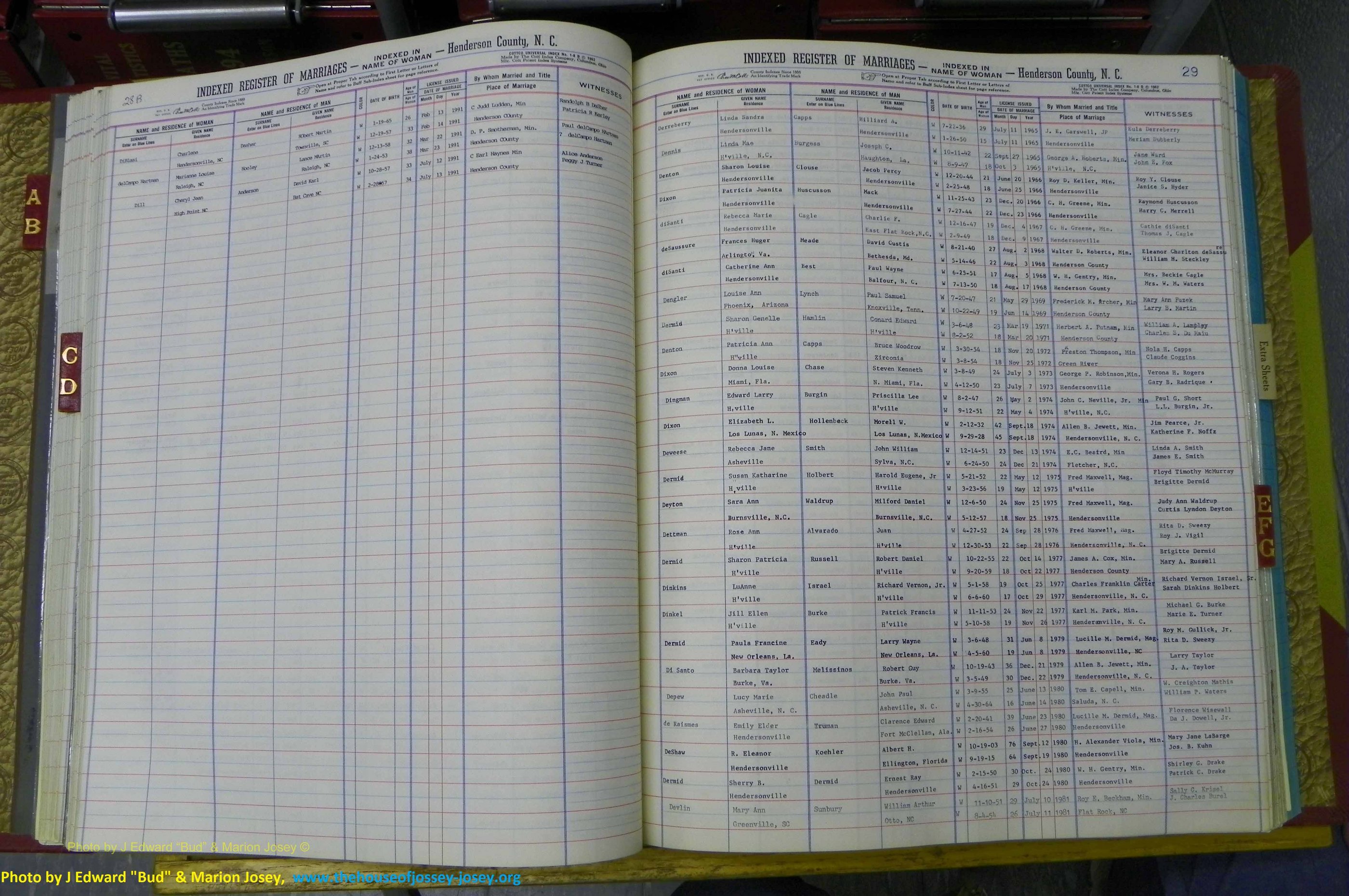 Henderson Co, NC, Marriages Female, A - K, 1964 to 1991, (068).JPG