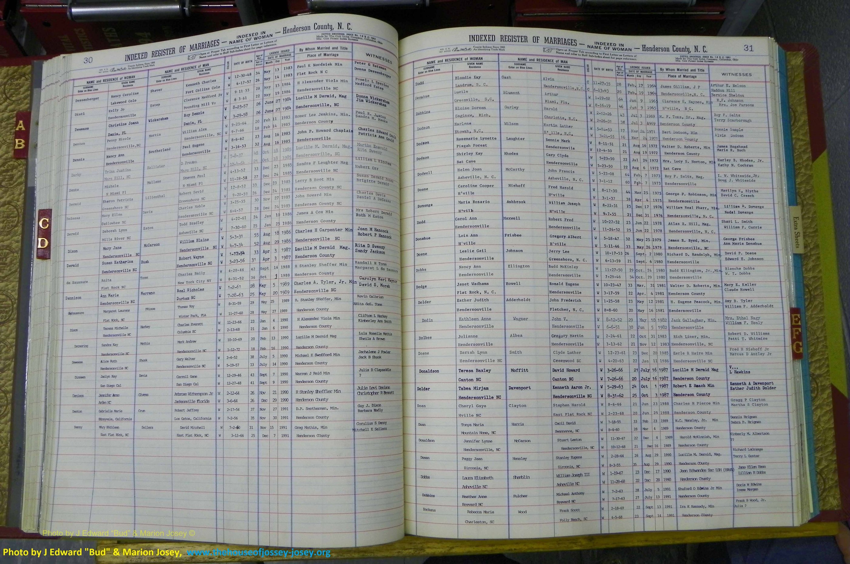 Henderson Co, NC, Marriages Female, A - K, 1964 to 1991, (069).JPG