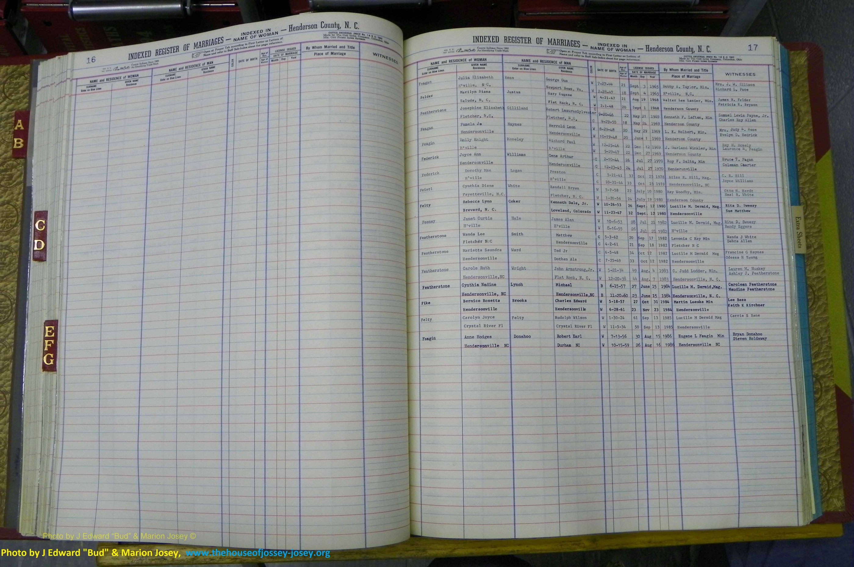 Henderson Co, NC, Marriages Female, A - K, 1964 to 1991, (085).JPG