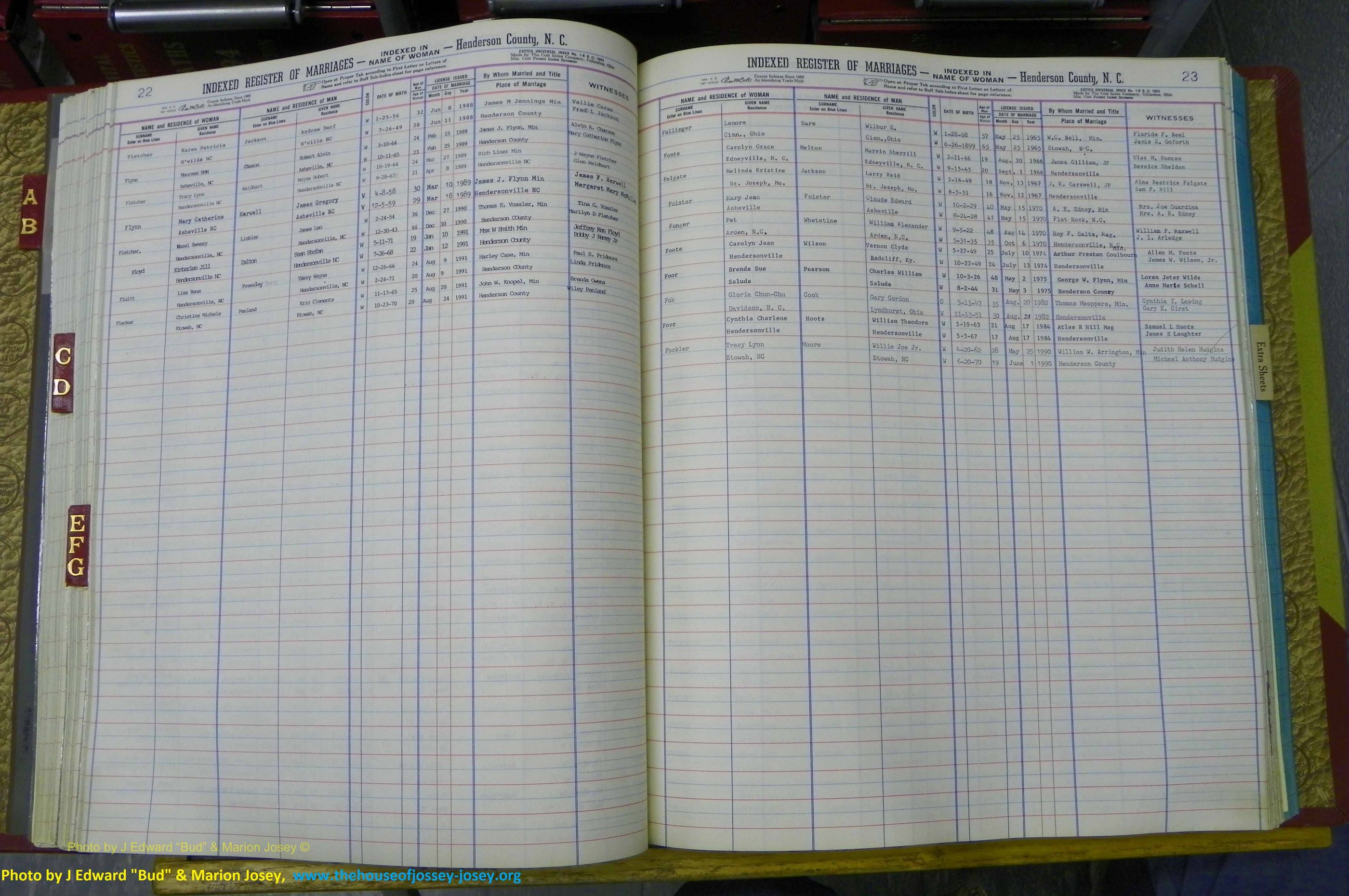 Henderson Co, NC, Marriages Female, A - K, 1964 to 1991, (088).JPG