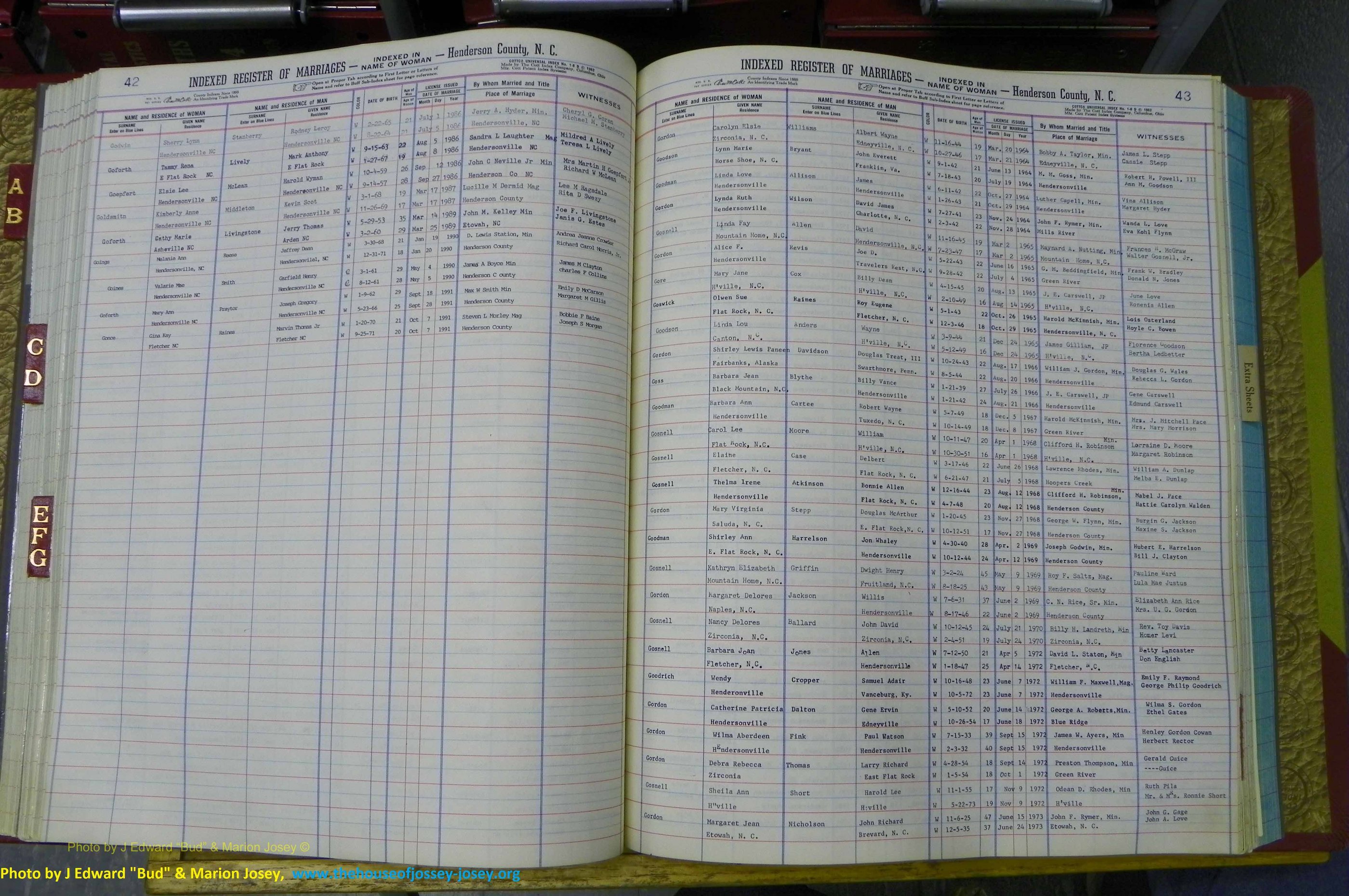Henderson Co, NC, Marriages Female, A - K, 1964 to 1991, (105).JPG
