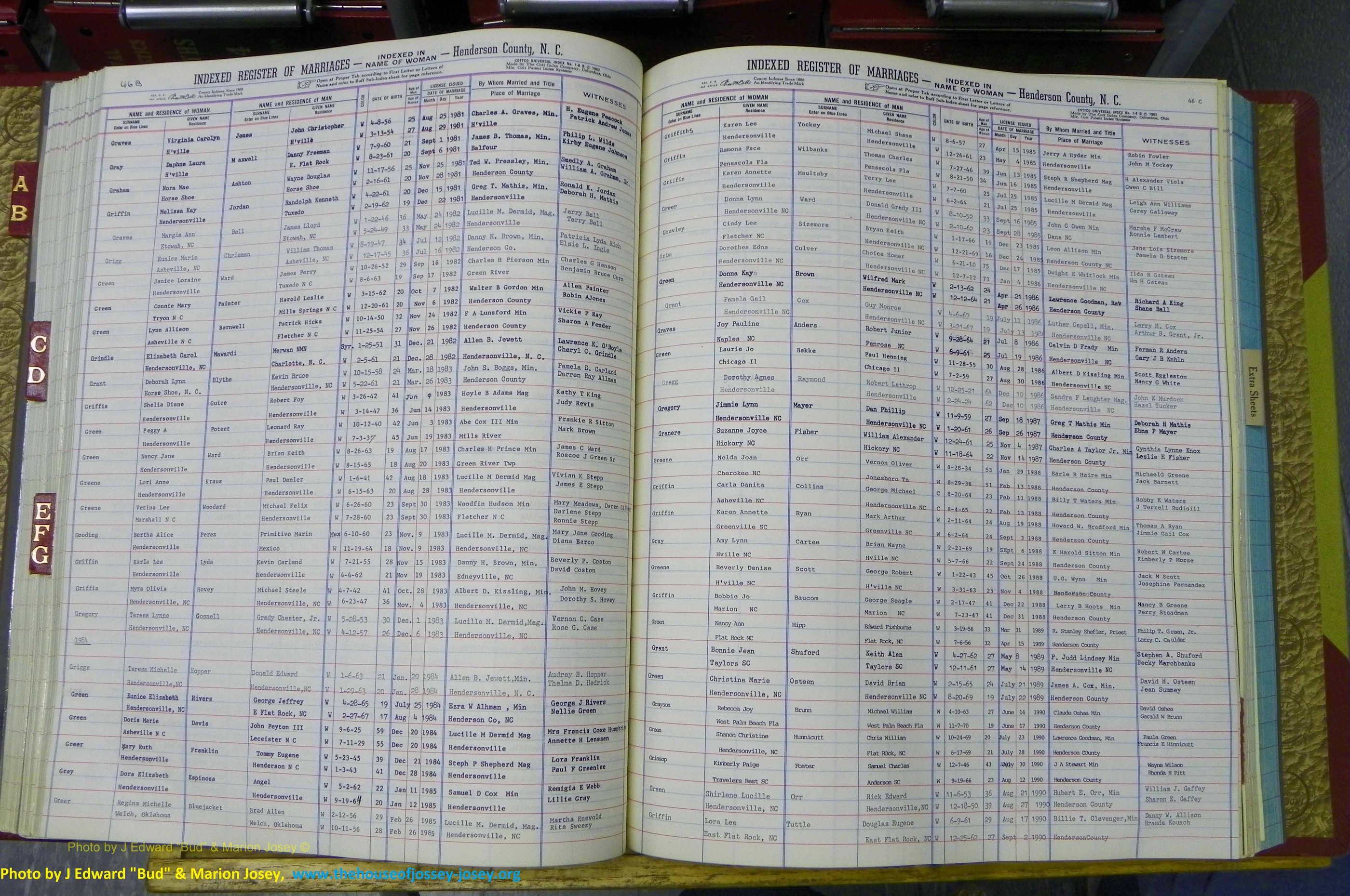 Henderson Co, NC, Marriages Female, A - K, 1964 to 1991, (109).JPG