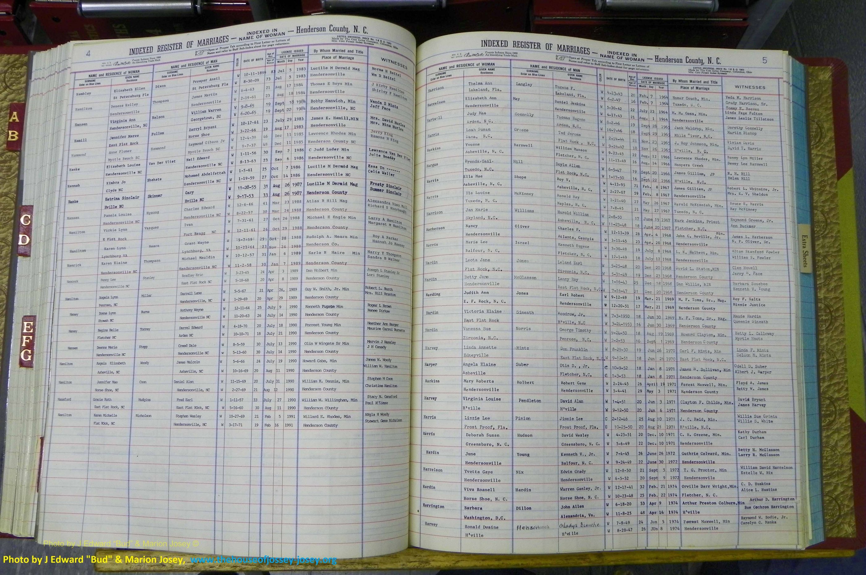 Henderson Co, NC, Marriages Female, A - K, 1964 to 1991, (116).JPG