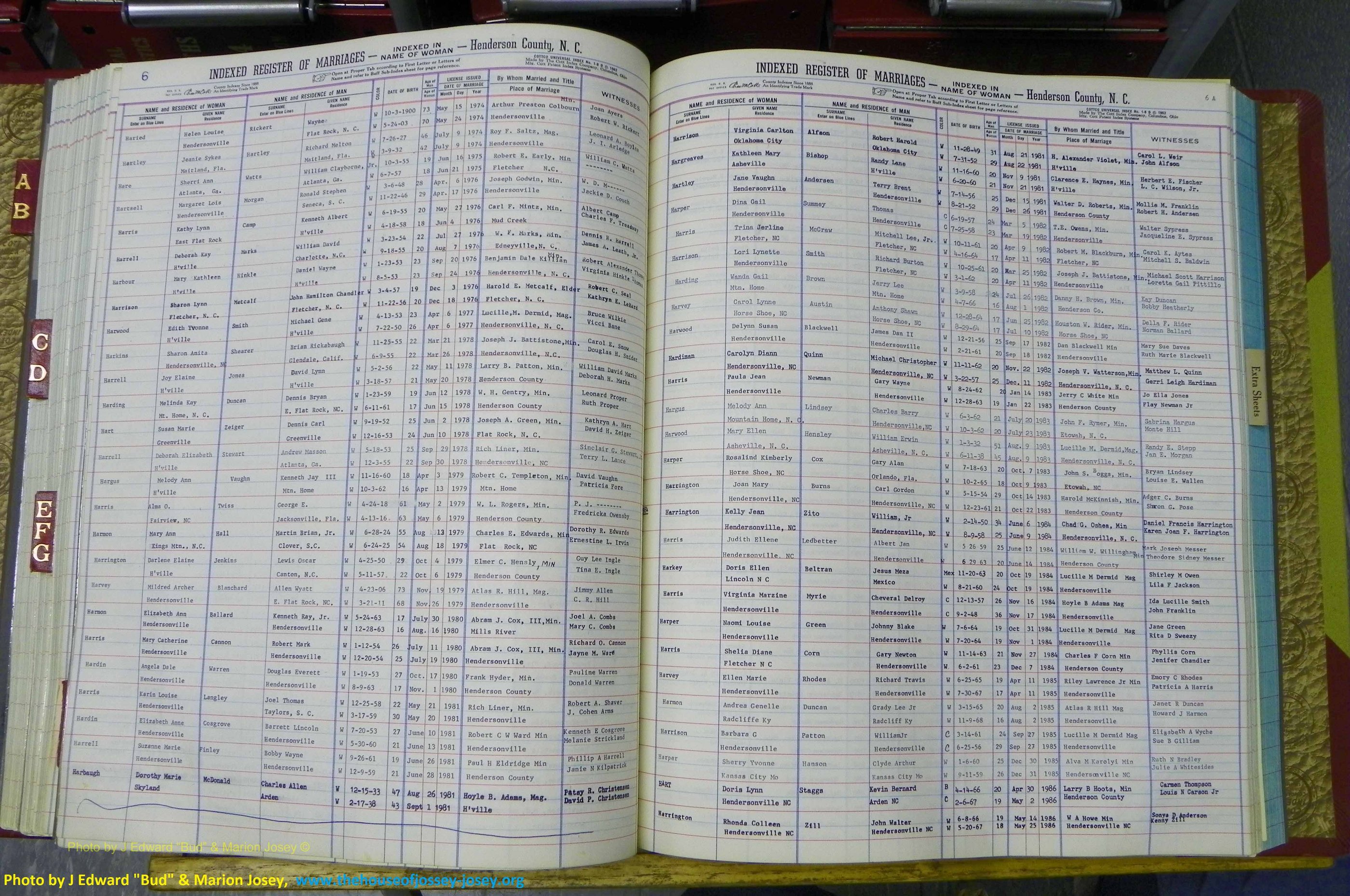 Henderson Co, NC, Marriages Female, A - K, 1964 to 1991, (117).JPG