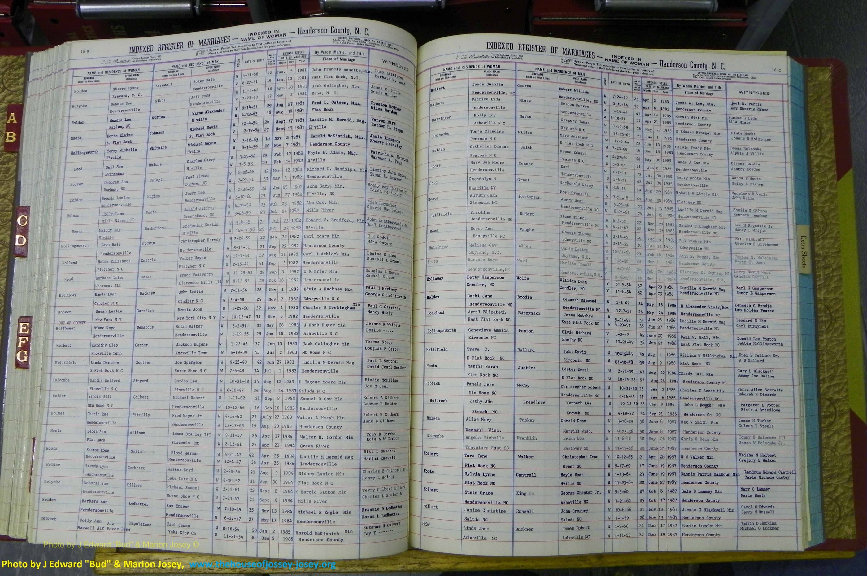 Henderson Co, NC, Marriages Female, A - K, 1964 to 1991, (132).JPG