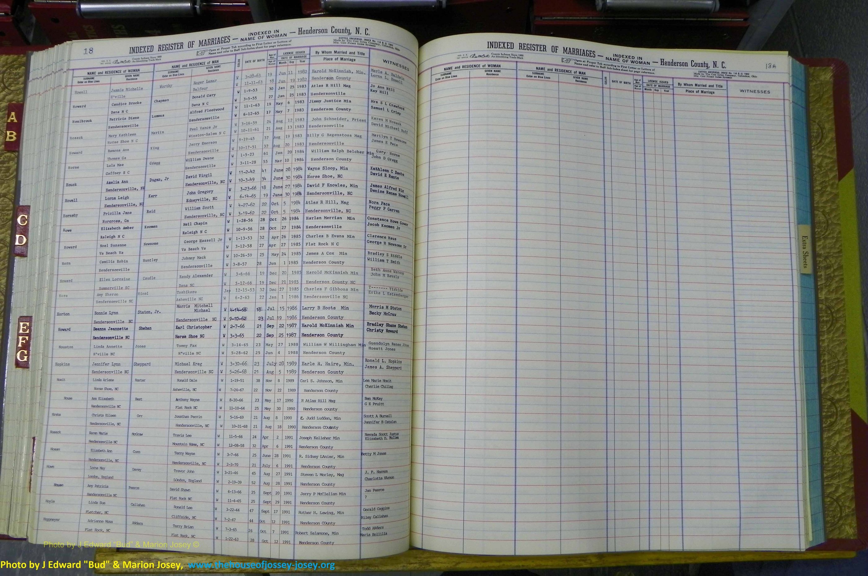 Henderson Co, NC, Marriages Female, A - K, 1964 to 1991, (134).JPG