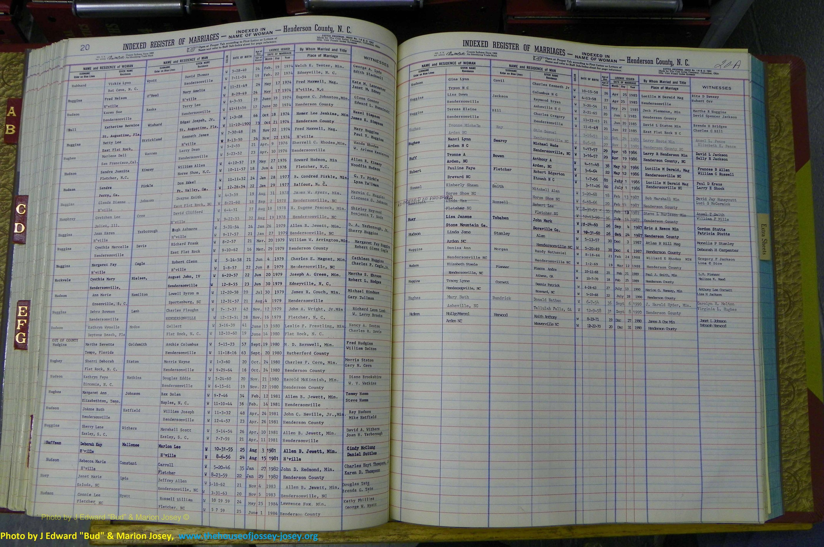 Henderson Co, NC, Marriages Female, A - K, 1964 to 1991, (136).JPG