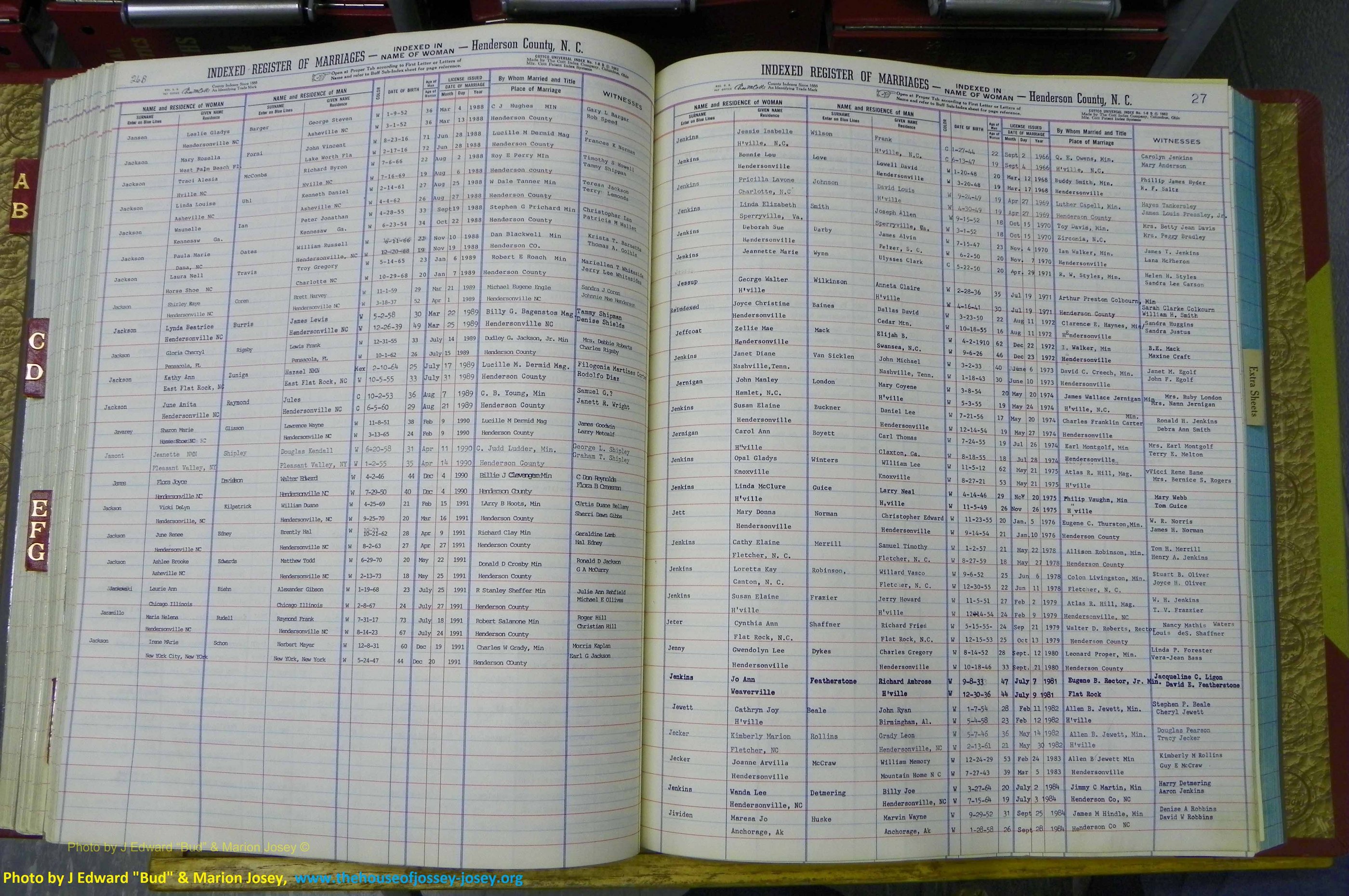 Henderson Co, NC, Marriages Female, A - K, 1964 to 1991, (142).JPG