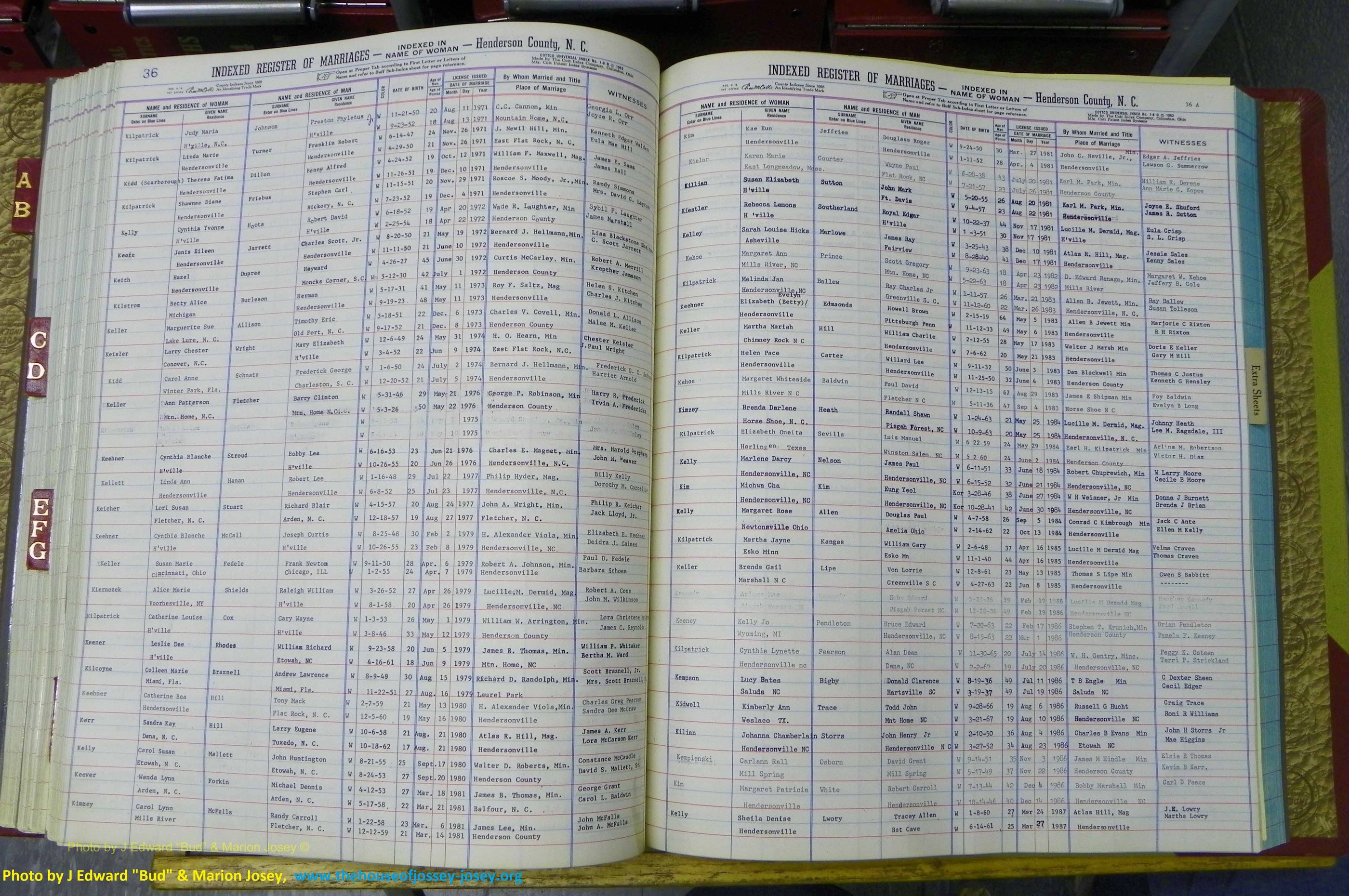 Henderson Co, NC, Marriages Female, A - K, 1964 to 1991, (152).JPG