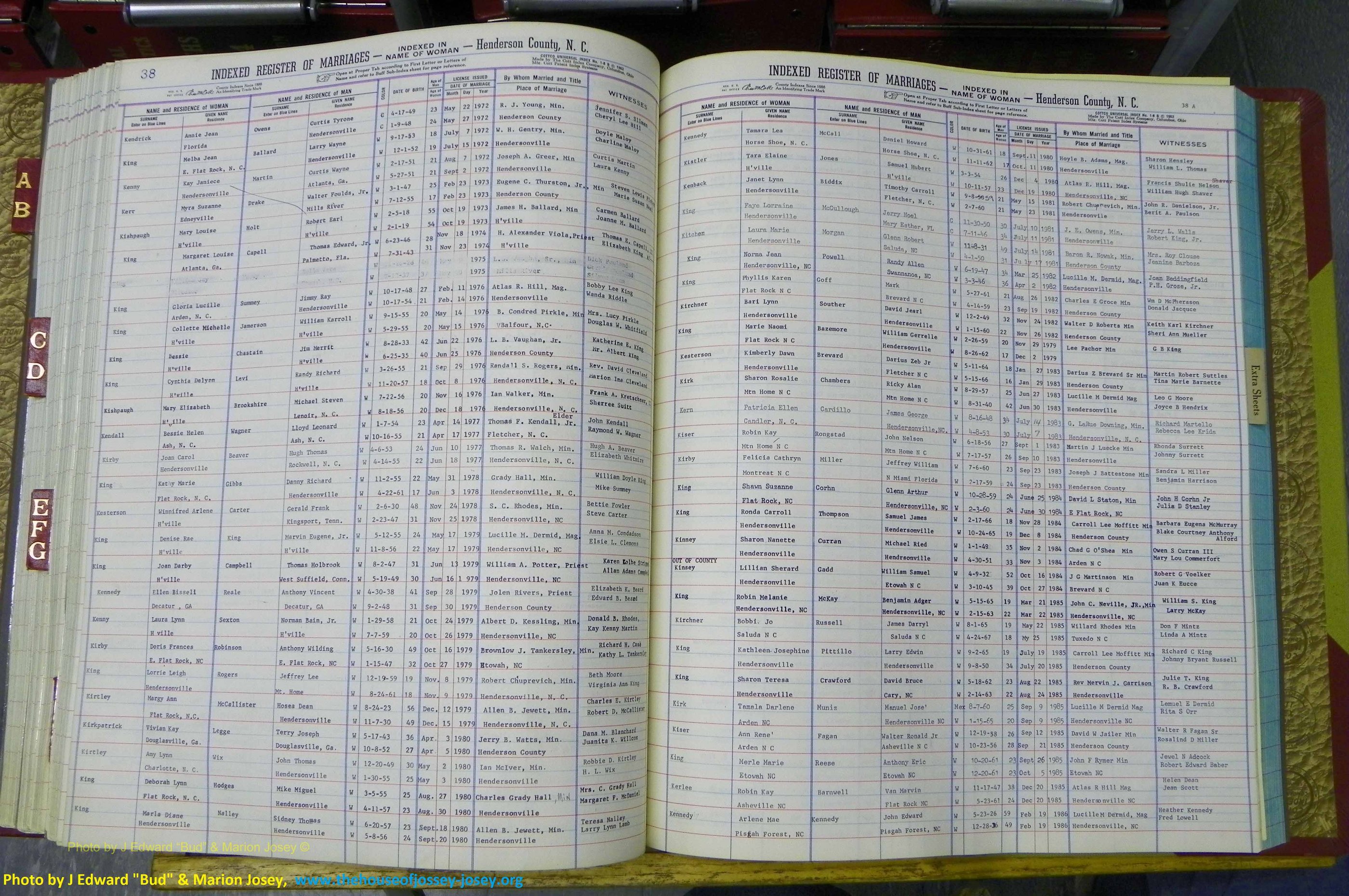 Henderson Co, NC, Marriages Female, A - K, 1964 to 1991, (154).JPG