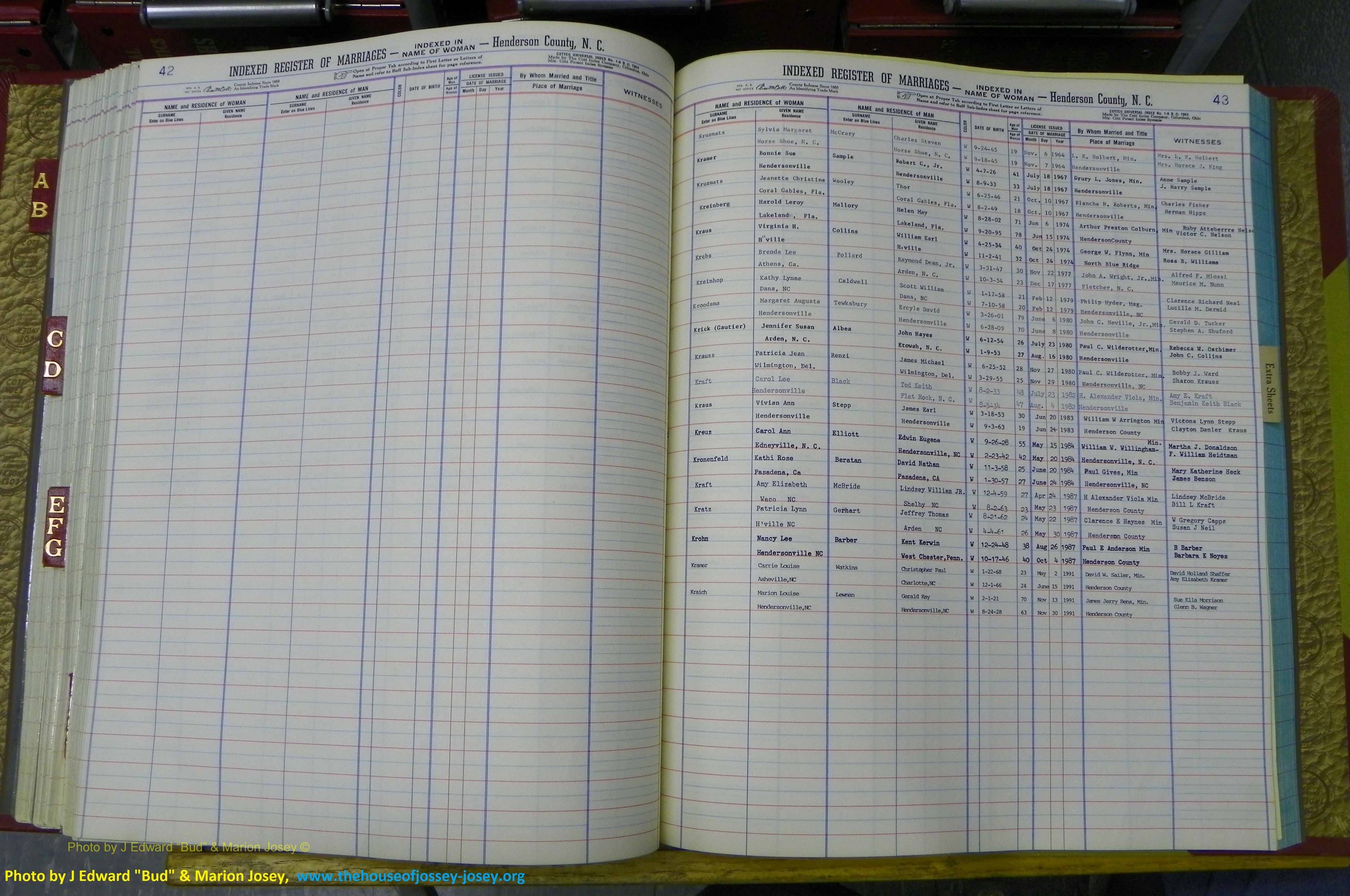 Henderson Co, NC, Marriages Female, A - K, 1964 to 1991, (158).JPG