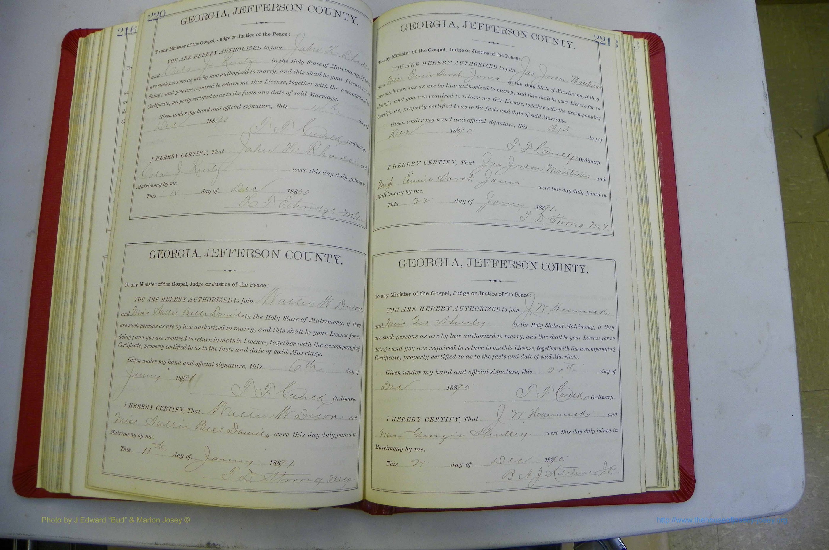 Jefferson Co, GA, Marriages Book 2A, 1880 - 1891, White (138).JPG