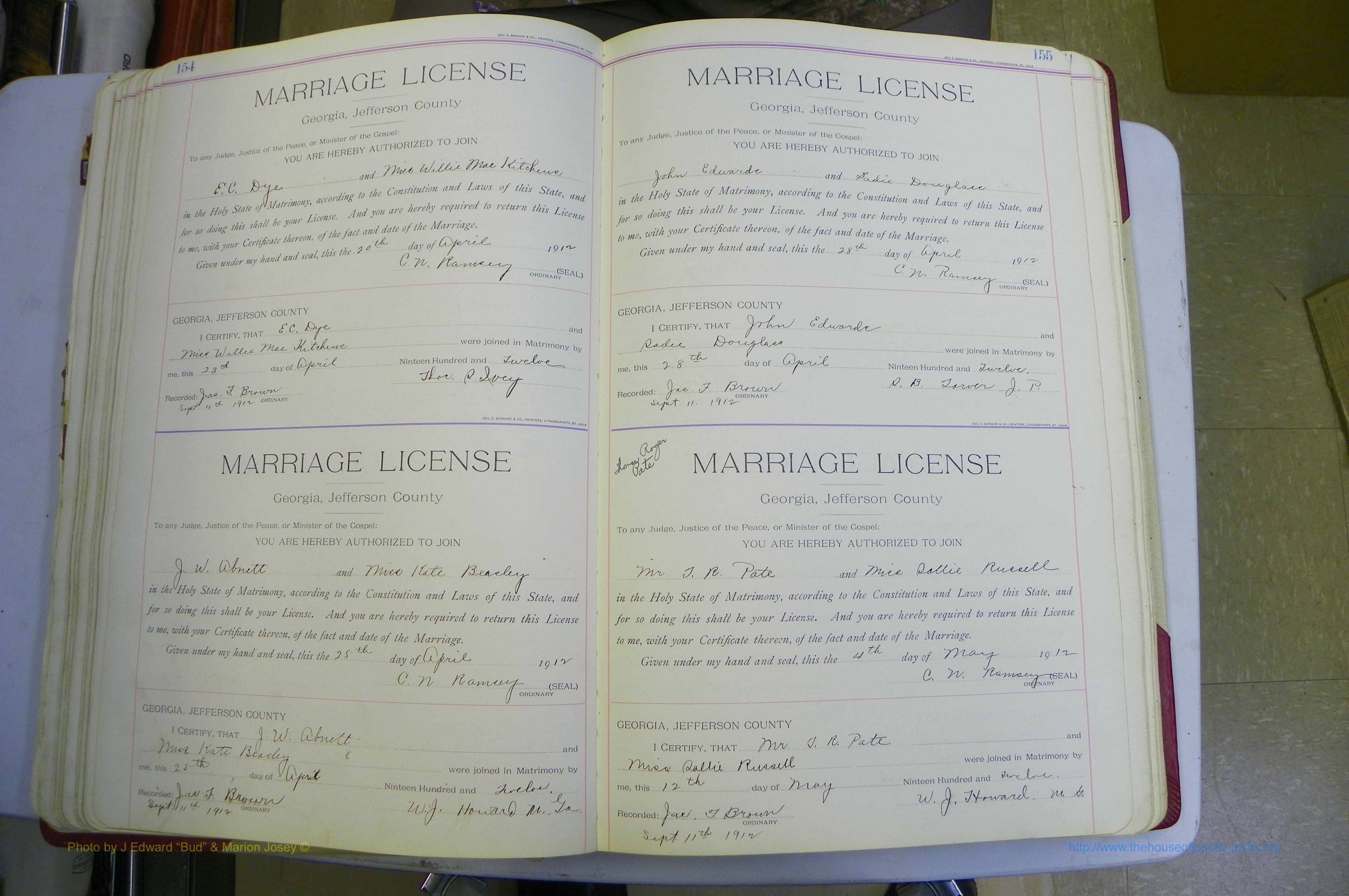 Jefferson Co, GA, Marriages Book B, 1907 - 1922, White (107).JPG