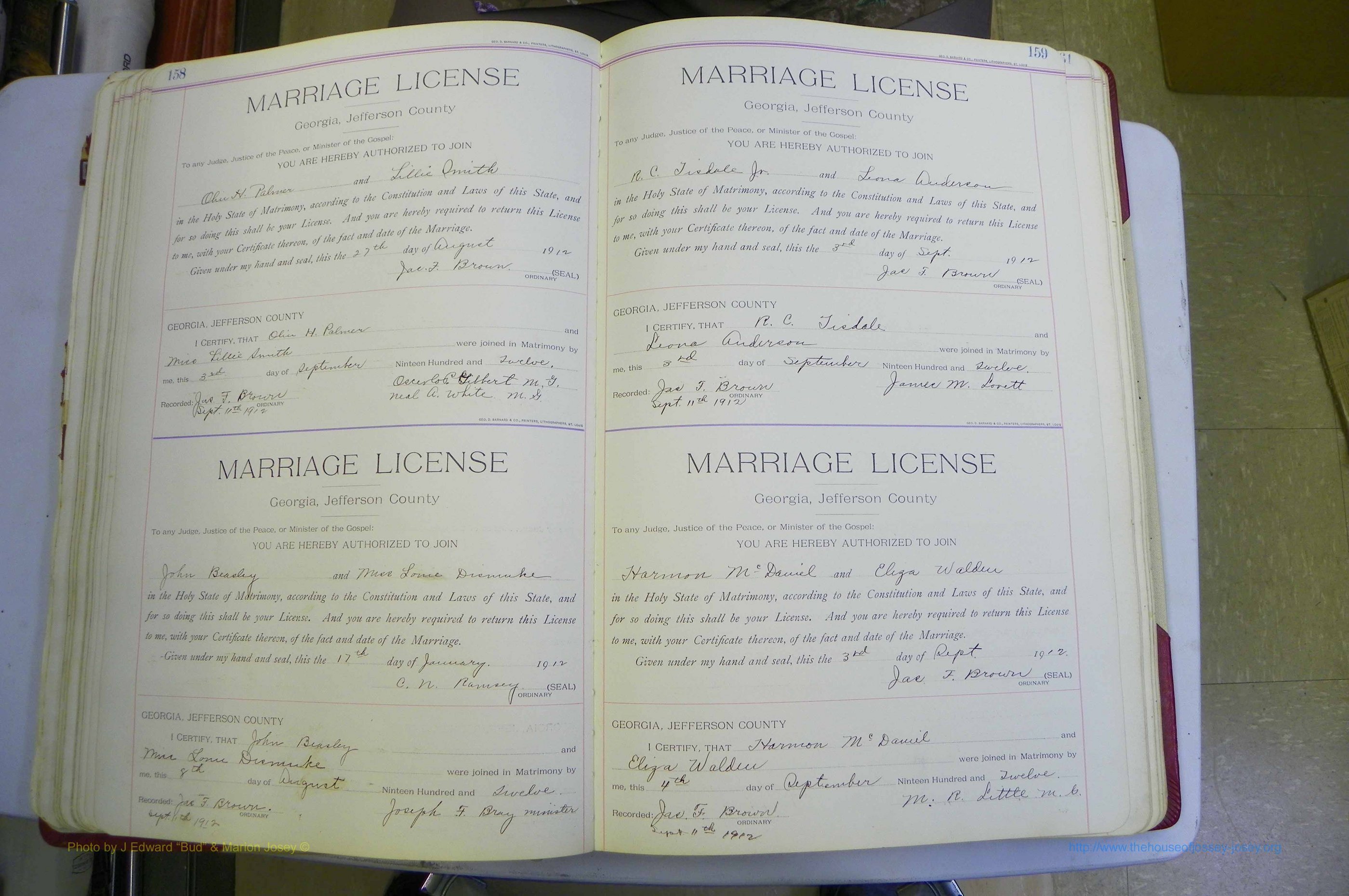 Jefferson Co, GA, Marriages Book B, 1907 - 1922, White (109).JPG