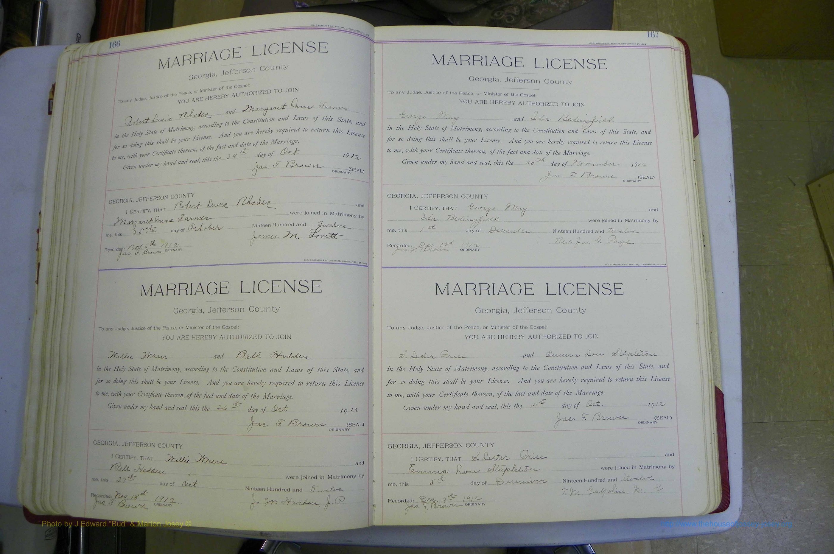 Jefferson Co, GA, Marriages Book B, 1907 - 1922, White (113).JPG
