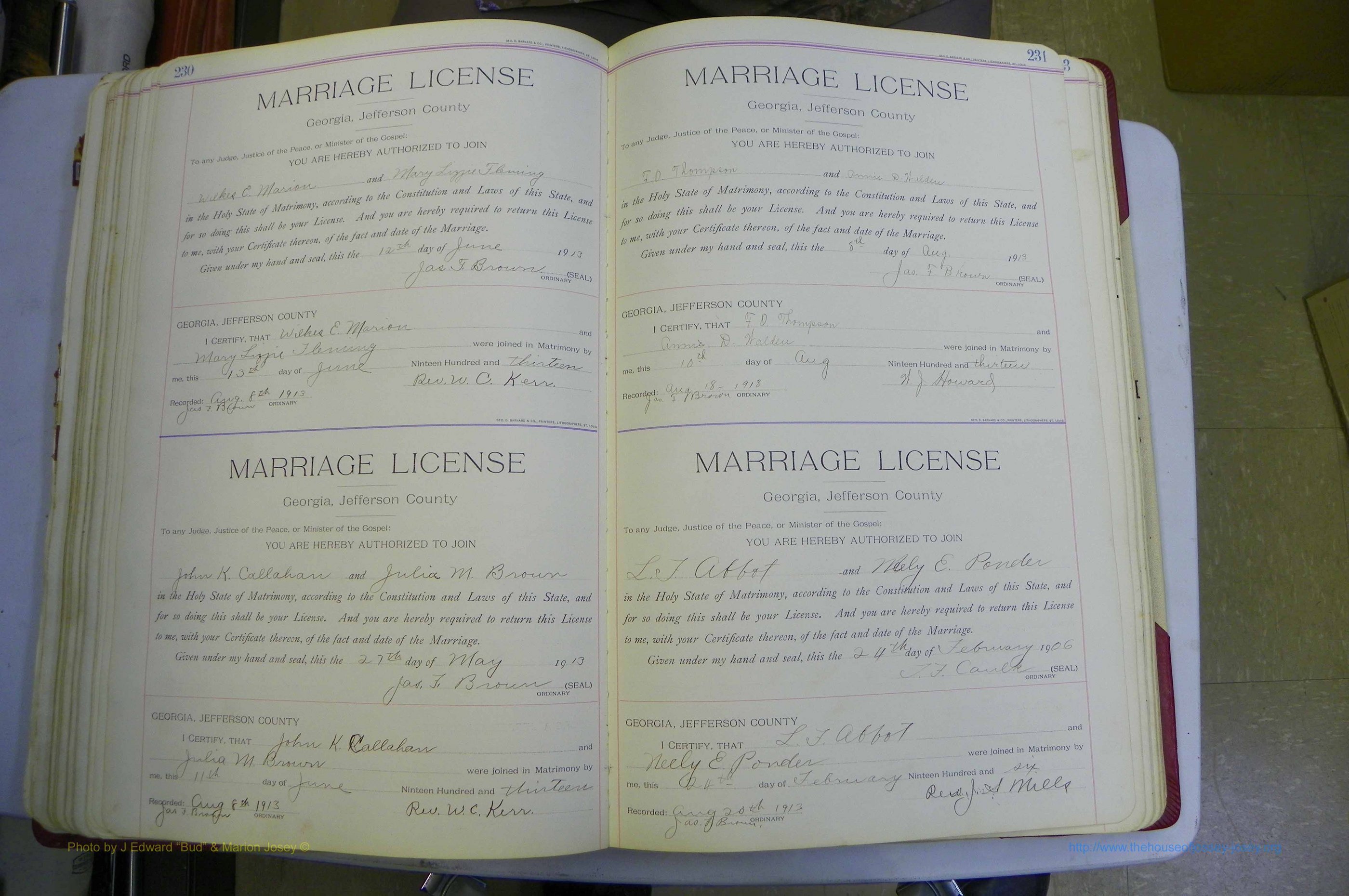 Jefferson Co, GA, Marriages Book B, 1907 - 1922, White (145).JPG