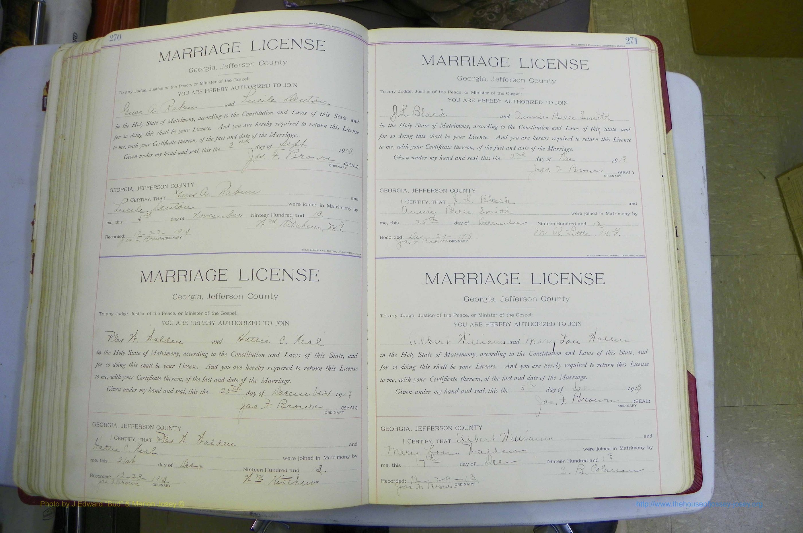 Jefferson Co, GA, Marriages Book B, 1907 - 1922, White (165).JPG