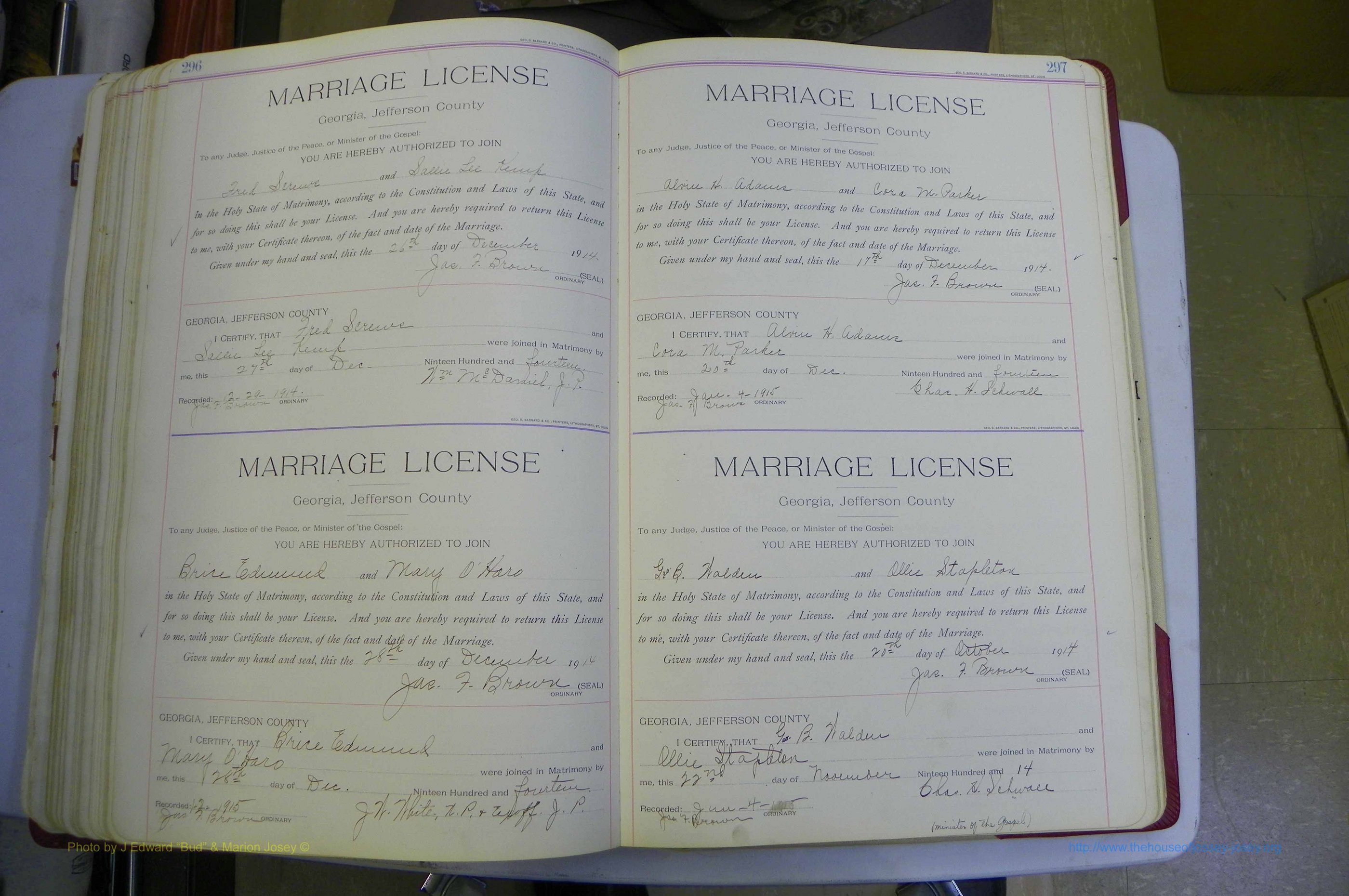 Jefferson Co, GA, Marriages Book B, 1907 - 1922, White (178).JPG