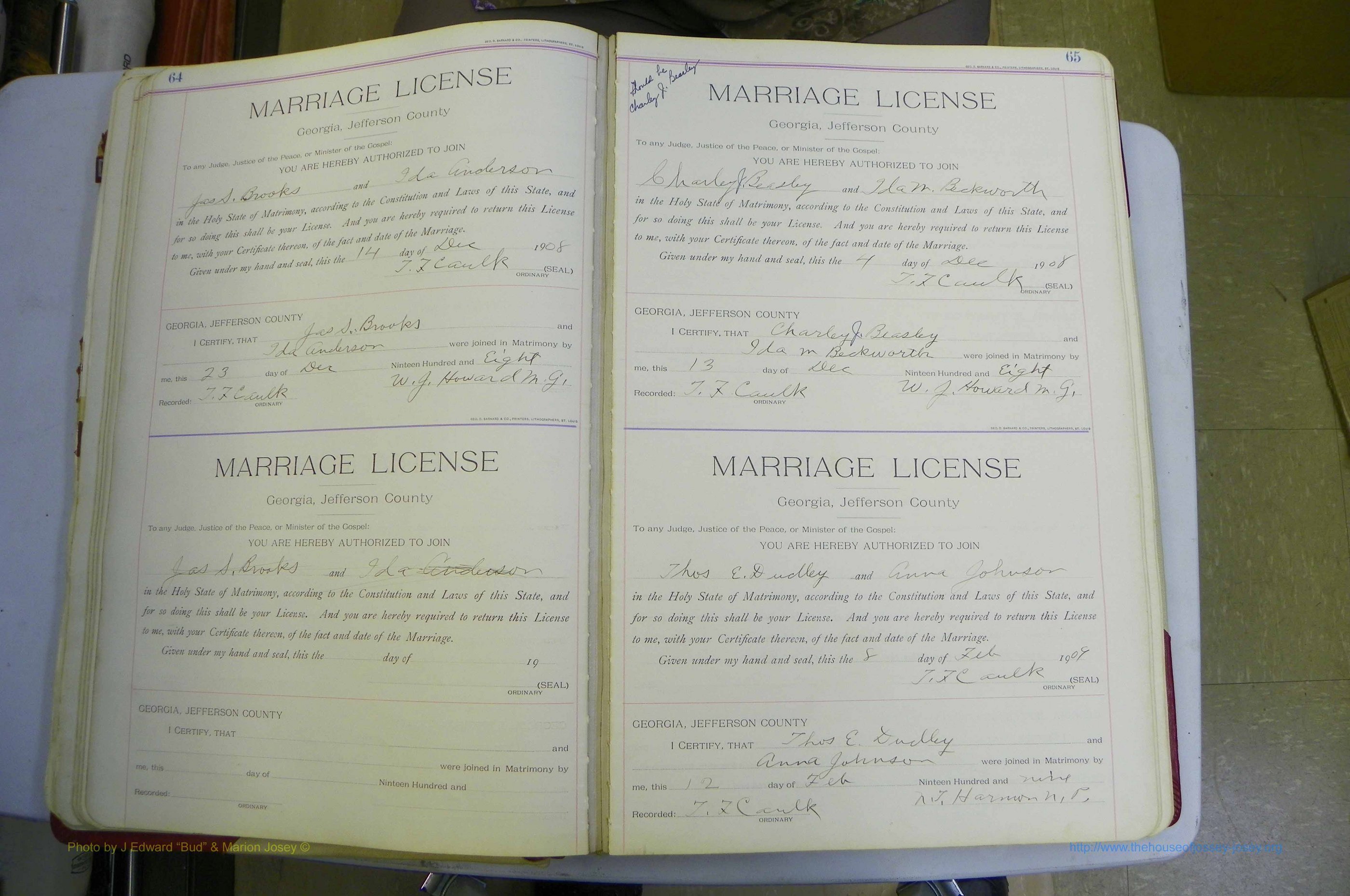 Jefferson Co, GA, Marriages Book B, 1907 - 1922, White (61).JPG