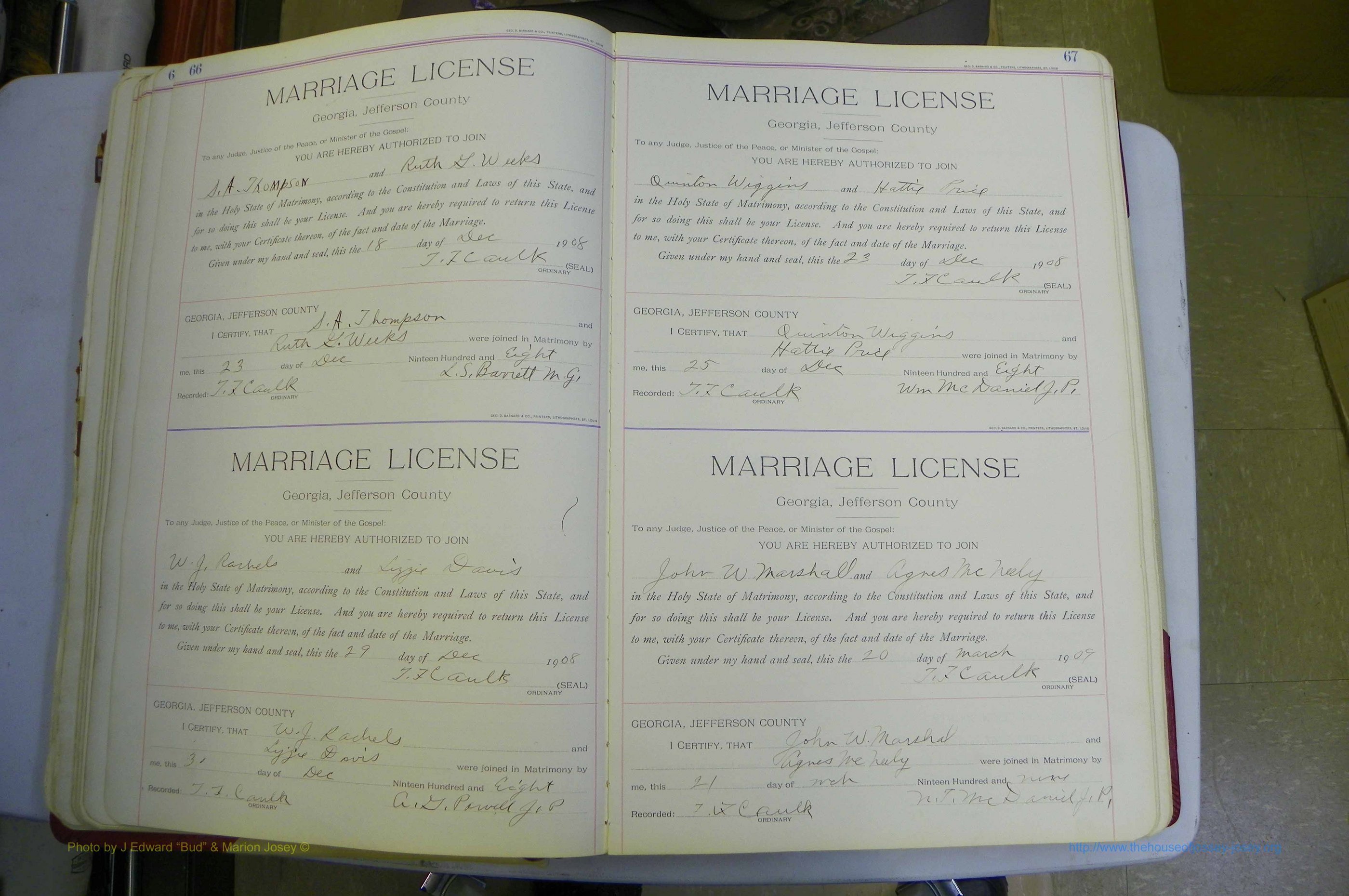 Jefferson Co, GA, Marriages Book B, 1907 - 1922, White (62).JPG