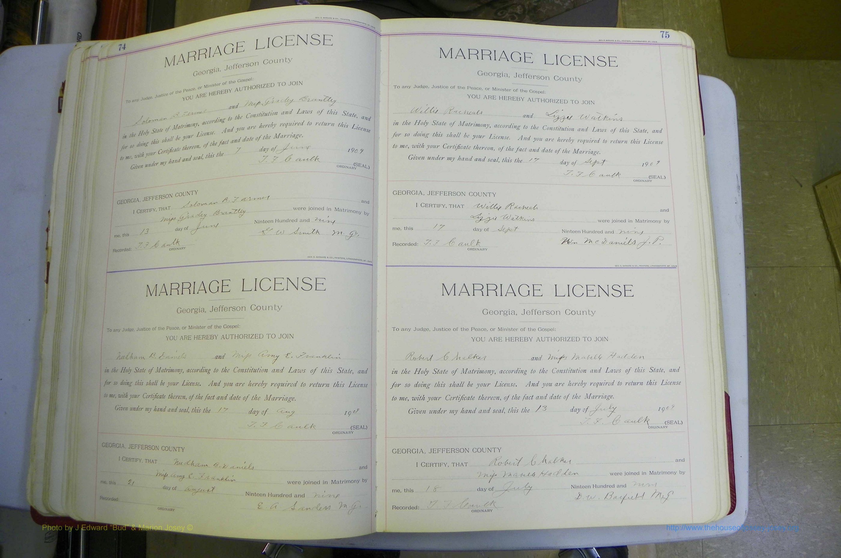 Jefferson Co, GA, Marriages Book B, 1907 - 1922, White (66).JPG