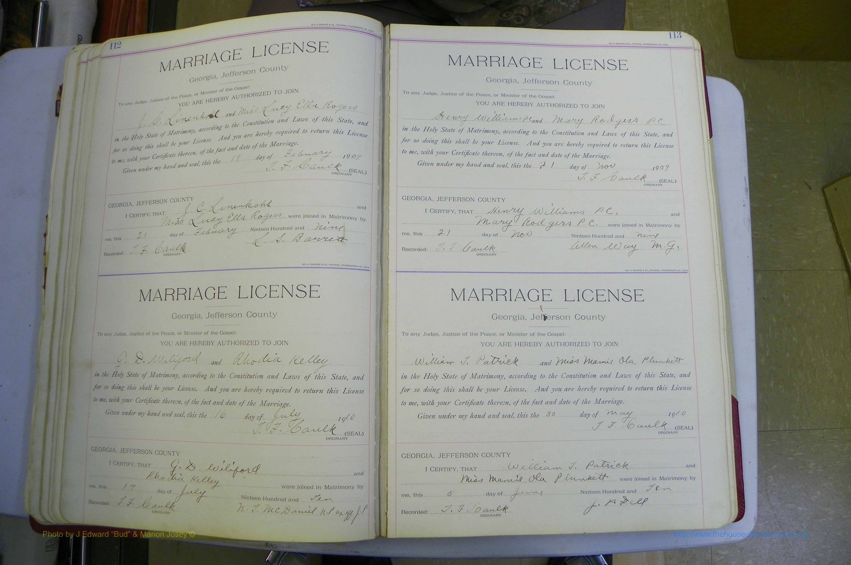 Jefferson Co, GA, Marriages Book B, 1907 - 1922, White (85).JPG