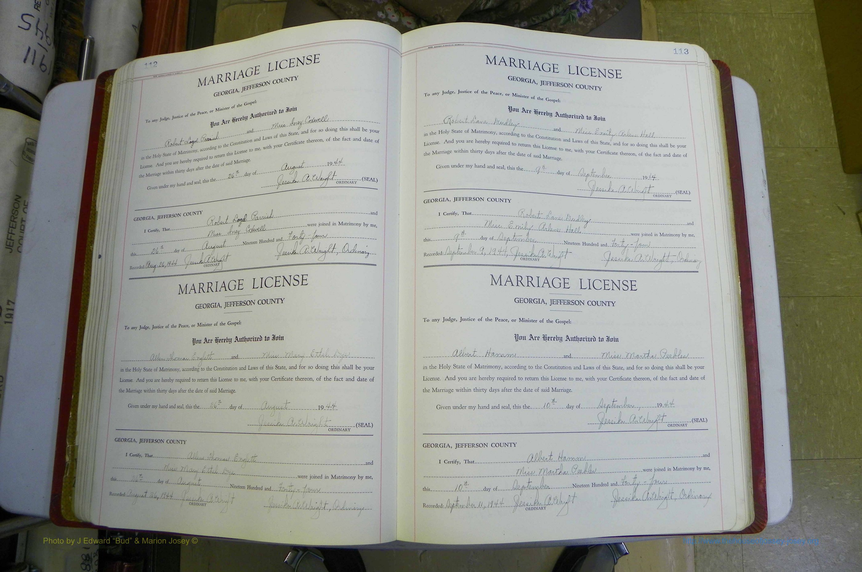 Jefferson Co, GA, Marriages Book D, 1941 - 1953, White (108).JPG